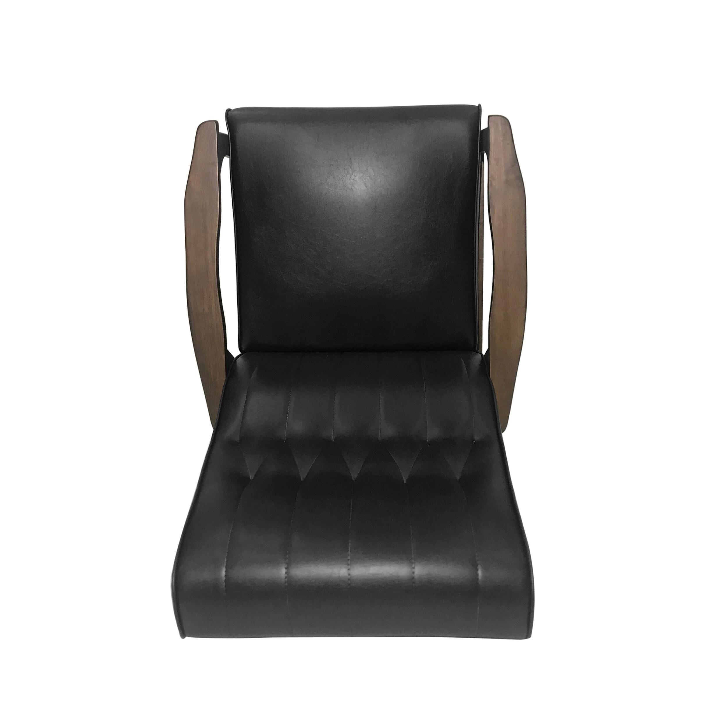 Katharine Mid-Century Modern Accent Chair, Matte Black and Walnut