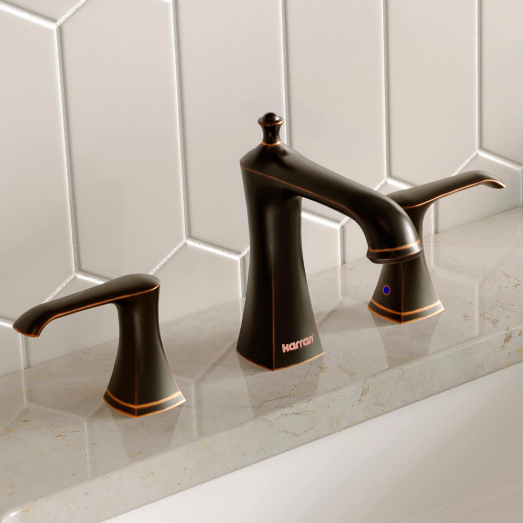 Karran Woodburn 8 In. Widespread 2-Handle Bathroom Faucet With Matching Pop-up Drain