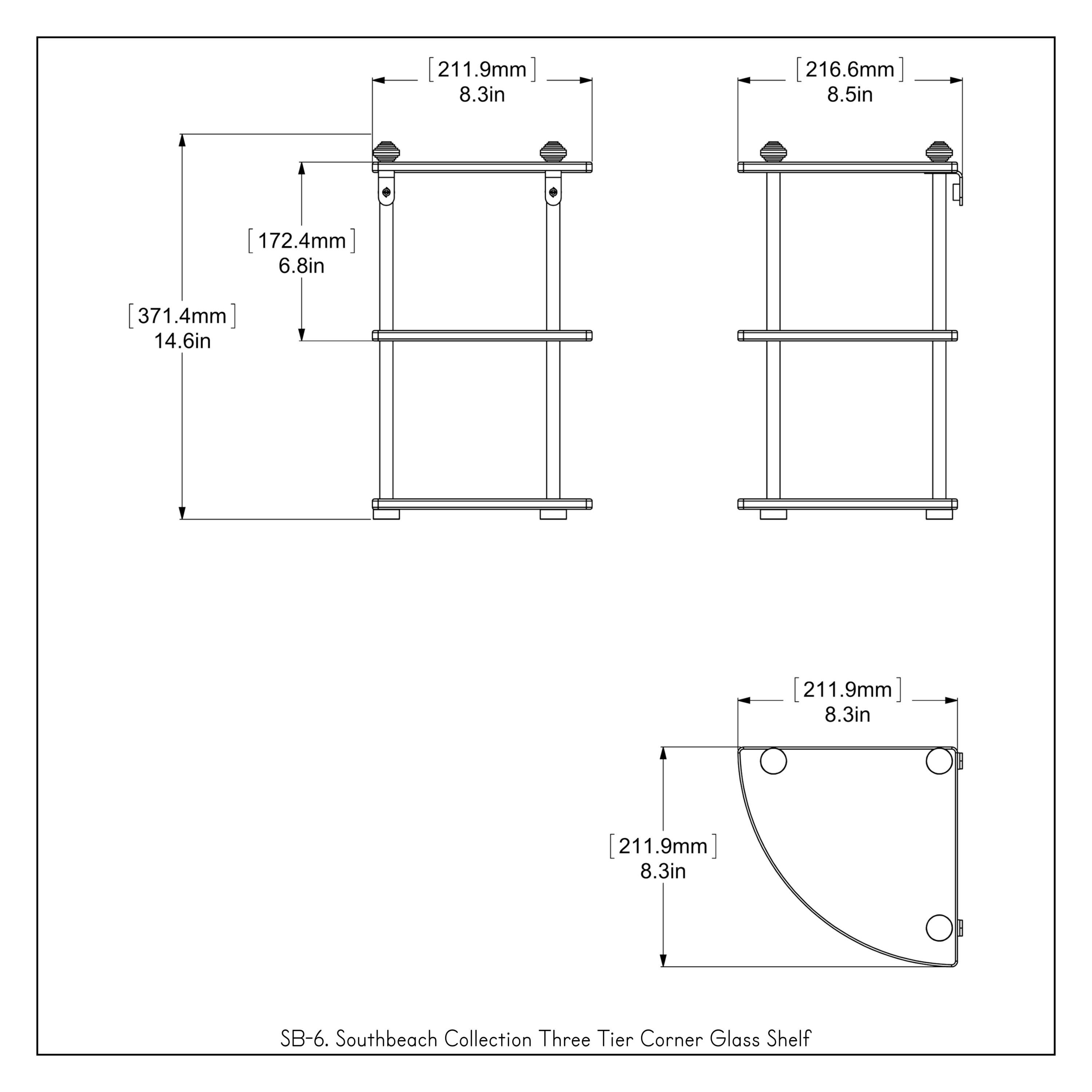 Southbeach 3 Piece Triangle Corner Shelf