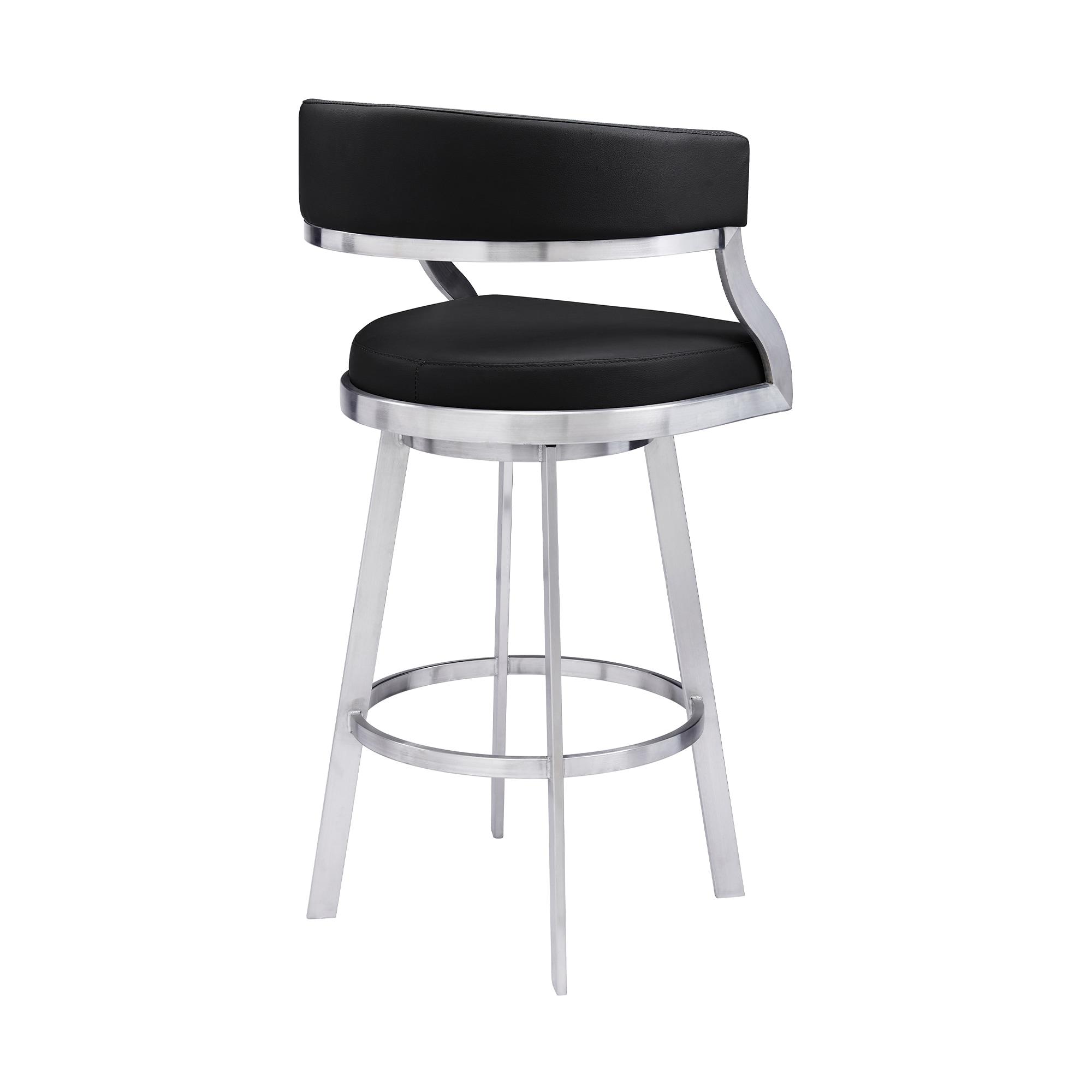 26" Saturn Faux Leather Counter Height Barstool: Swivel, Low Back, Armen Living