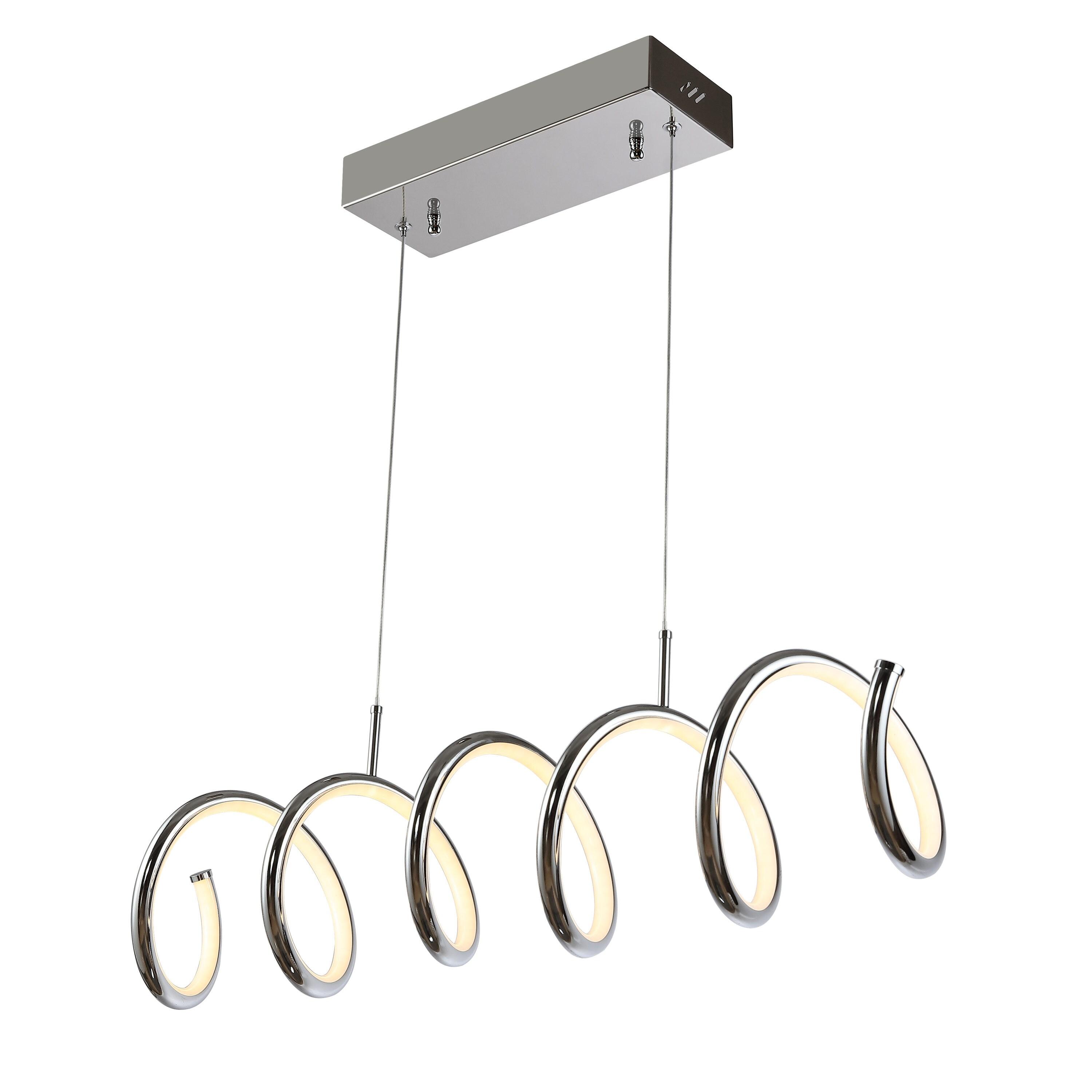 Ali 31" Dimmable Adjustable Integrated LED Metal Linear Pendant, Chrome