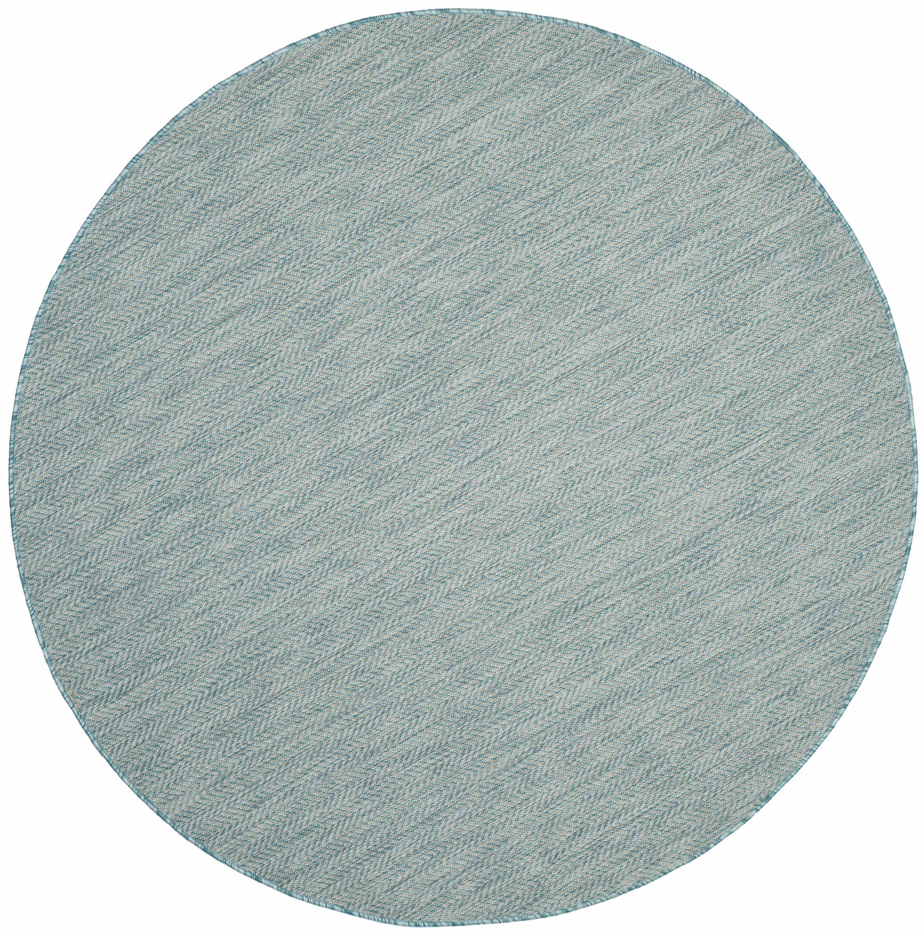 Courtyard CY8022 Power Loomed Indoor and Outdoor Area Rug - Aqua/Grey - 6'7" Round - Safavieh