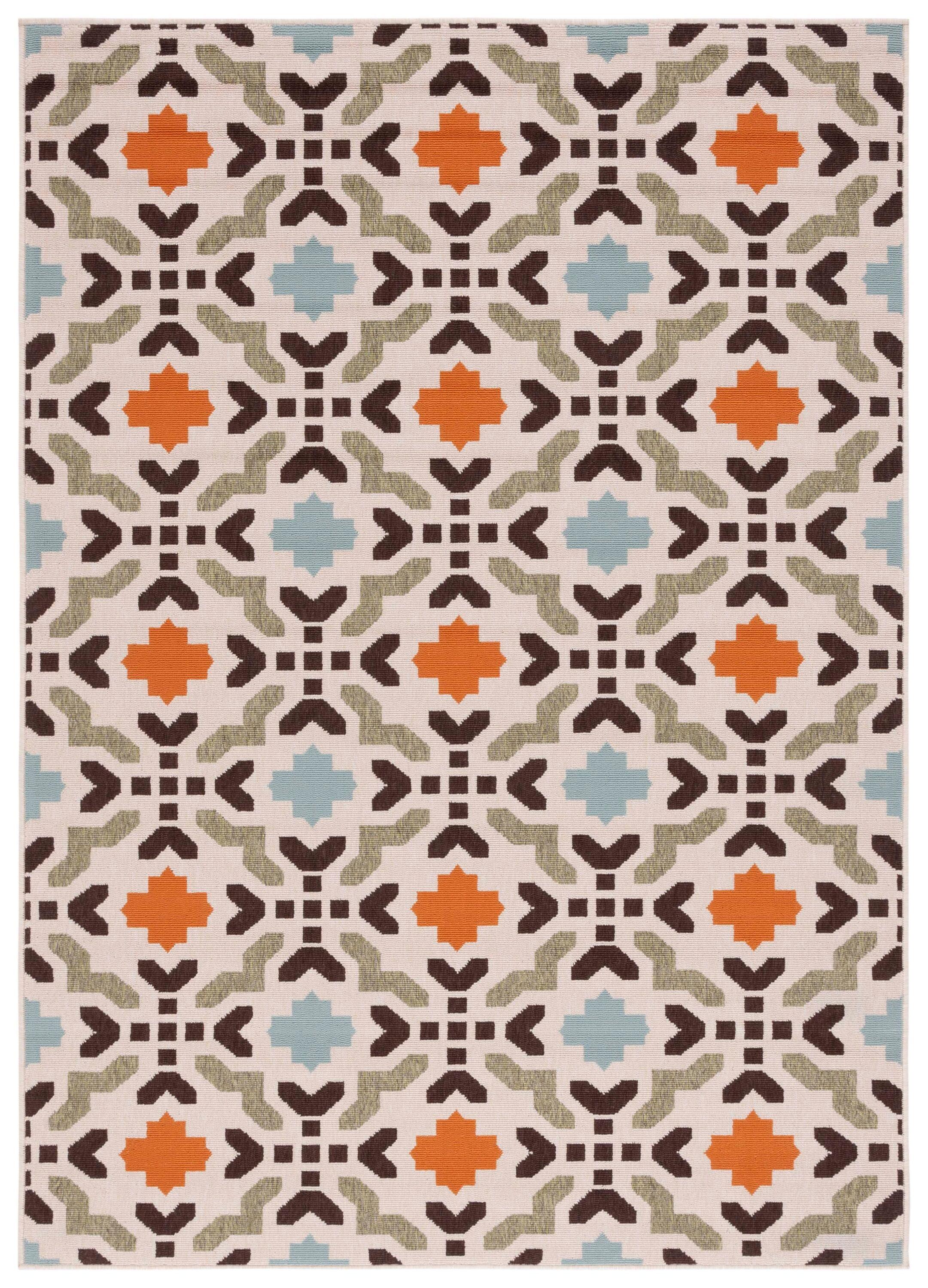 Veranda VER080 Power Loomed Indoor/Outdoor Accent Rug - Cream/Terracotta - 2'x3'7" - Safavieh