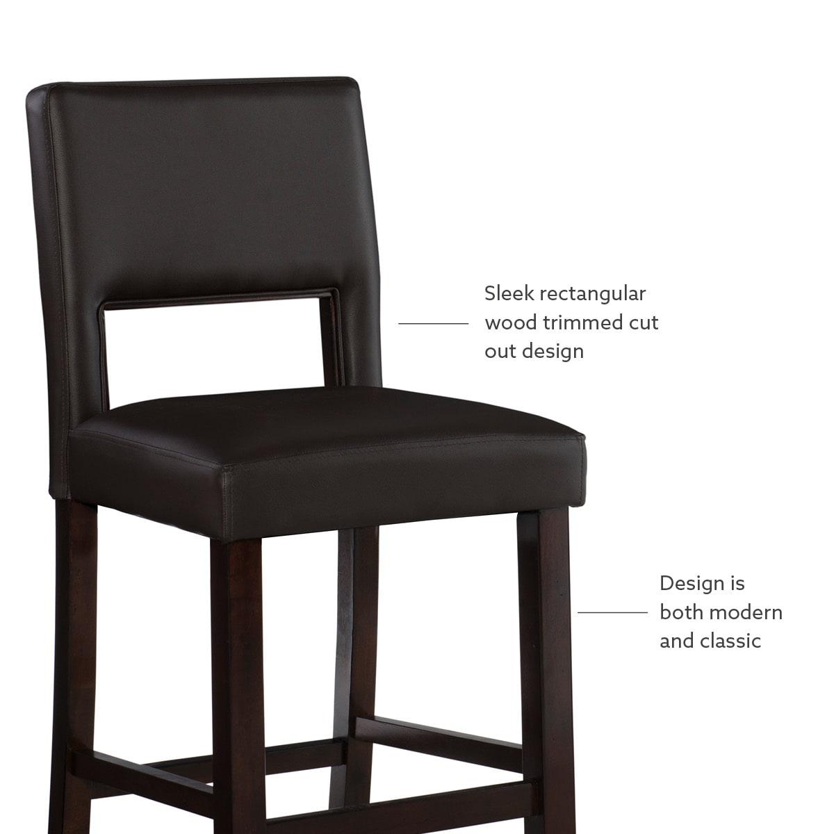 24" Vega Padded Counter Height Barstool with Ergonomic Footrest & Espresso Finish - Linon