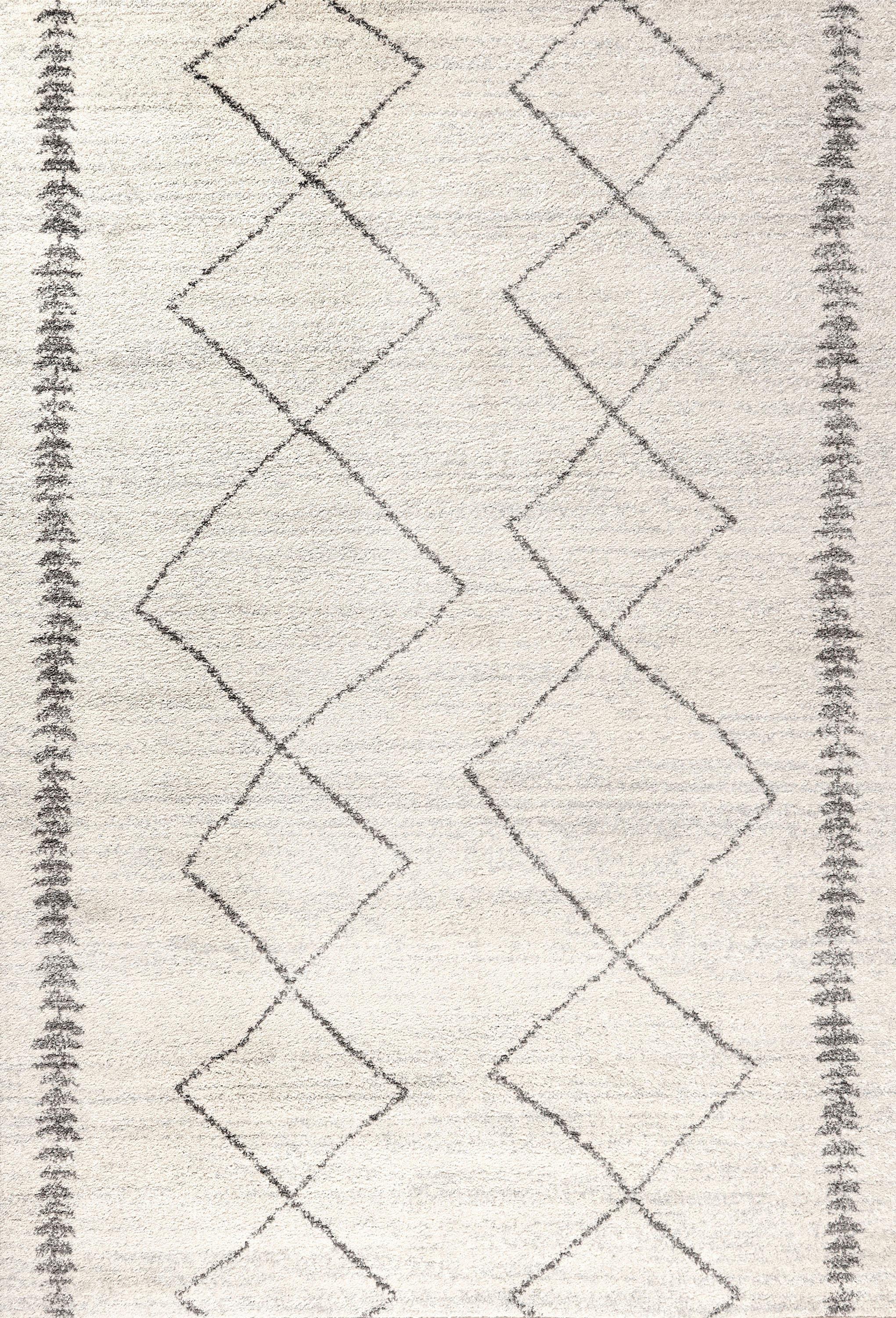 4'x6' Zaina Moroccan Beni Souk Area Rug, Cream/Gray - JONATHAN Y