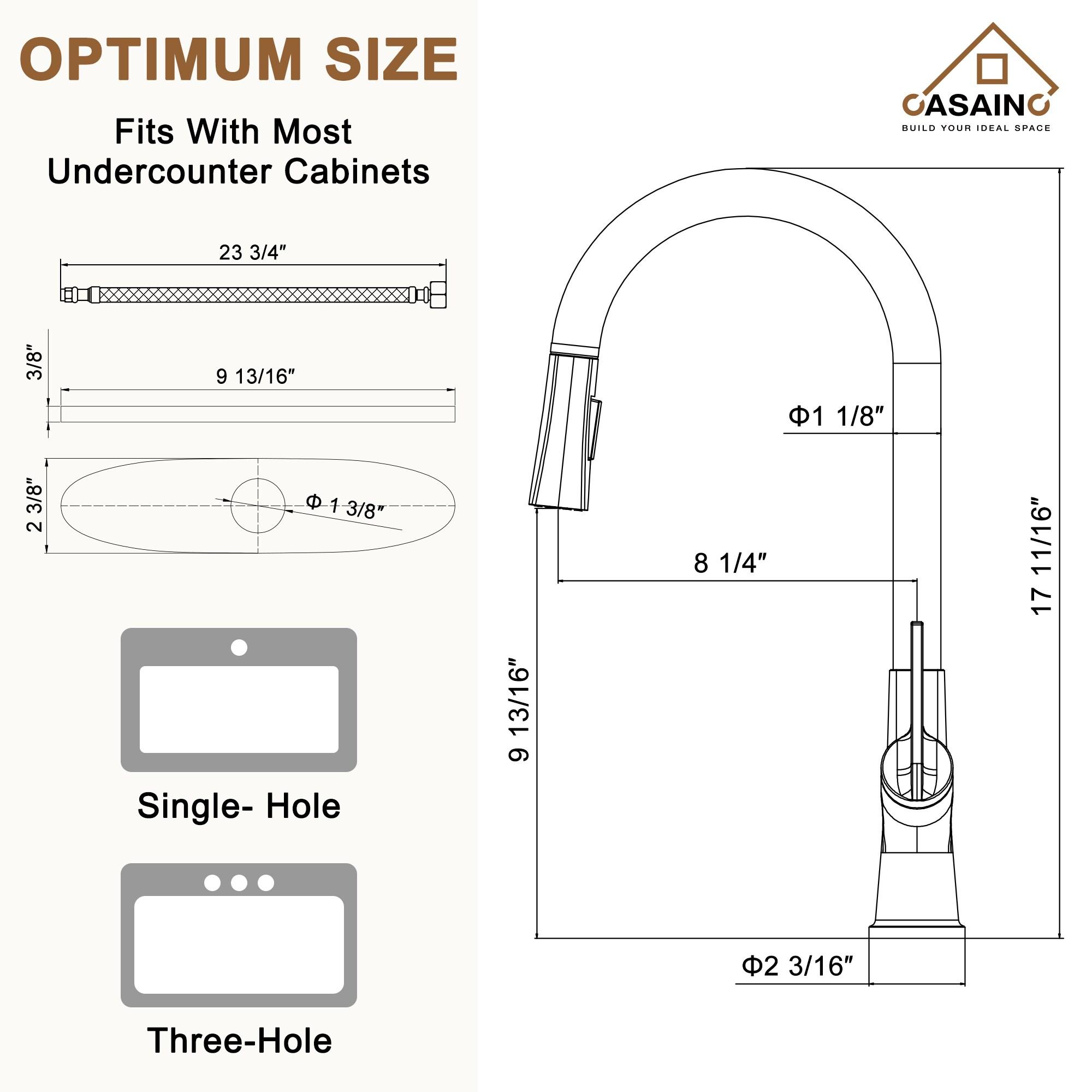 CASAINC CASAINC Single-Handle Pull-Down Kitchen Faucet Single Hole Faucet CA-D4171-BG