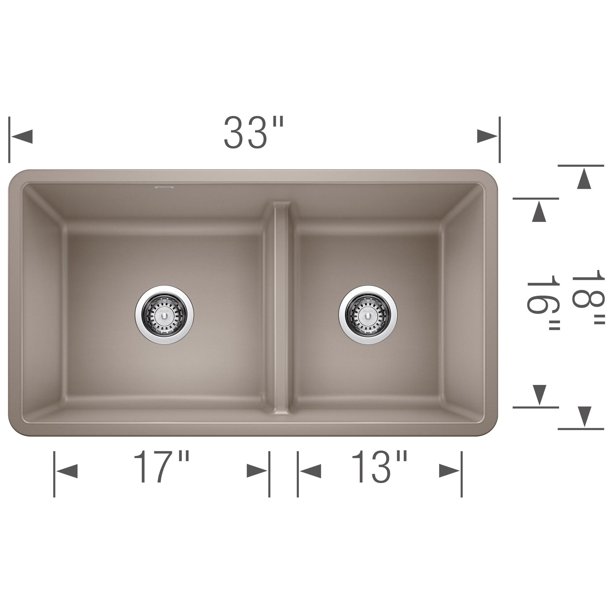 Precis SILGRANIT 33" L x 18" W Reversible Double Bowl Undermount Kitchen Sink with Low Divide