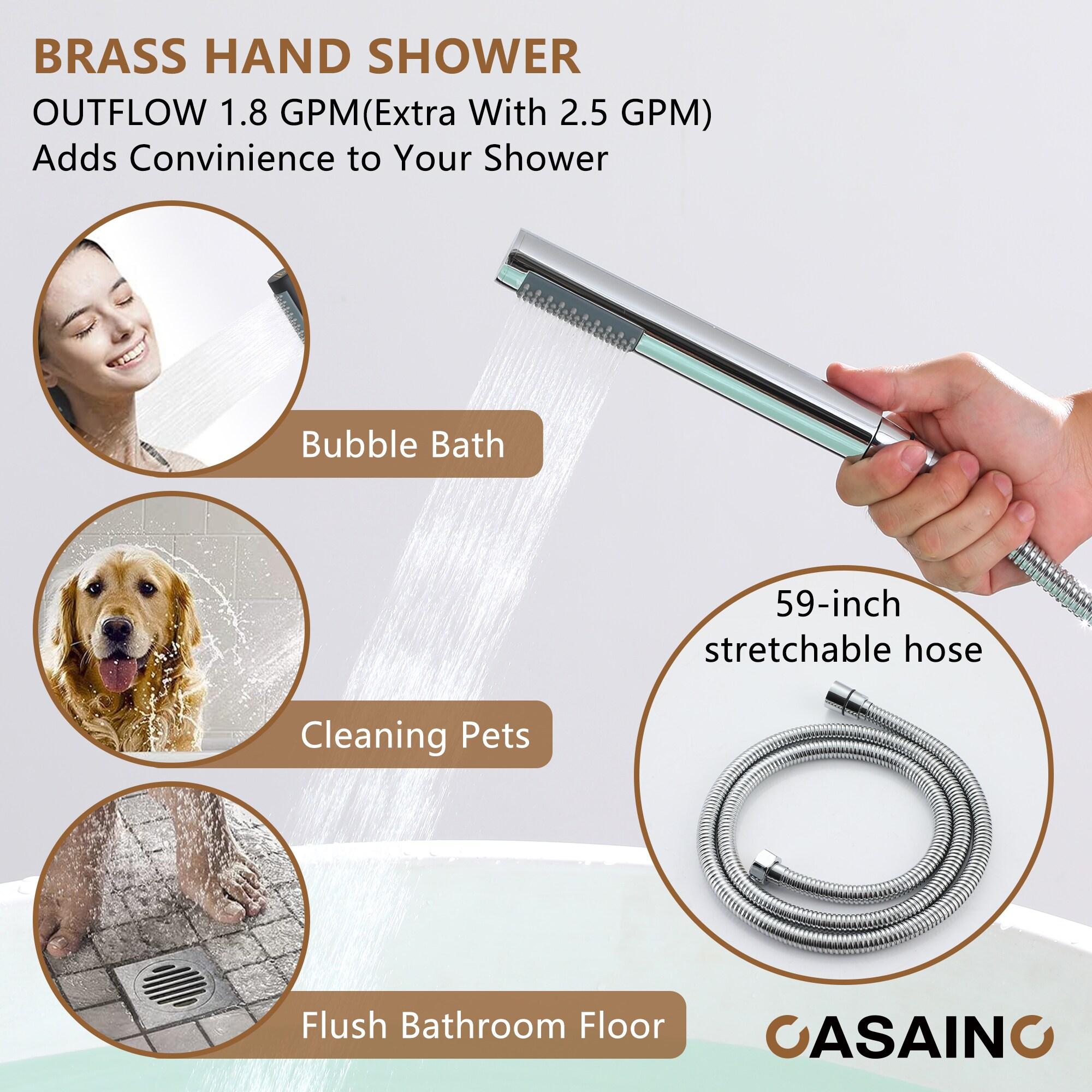 Chrome Freestanding Bathtub Faucet with Hand Shower