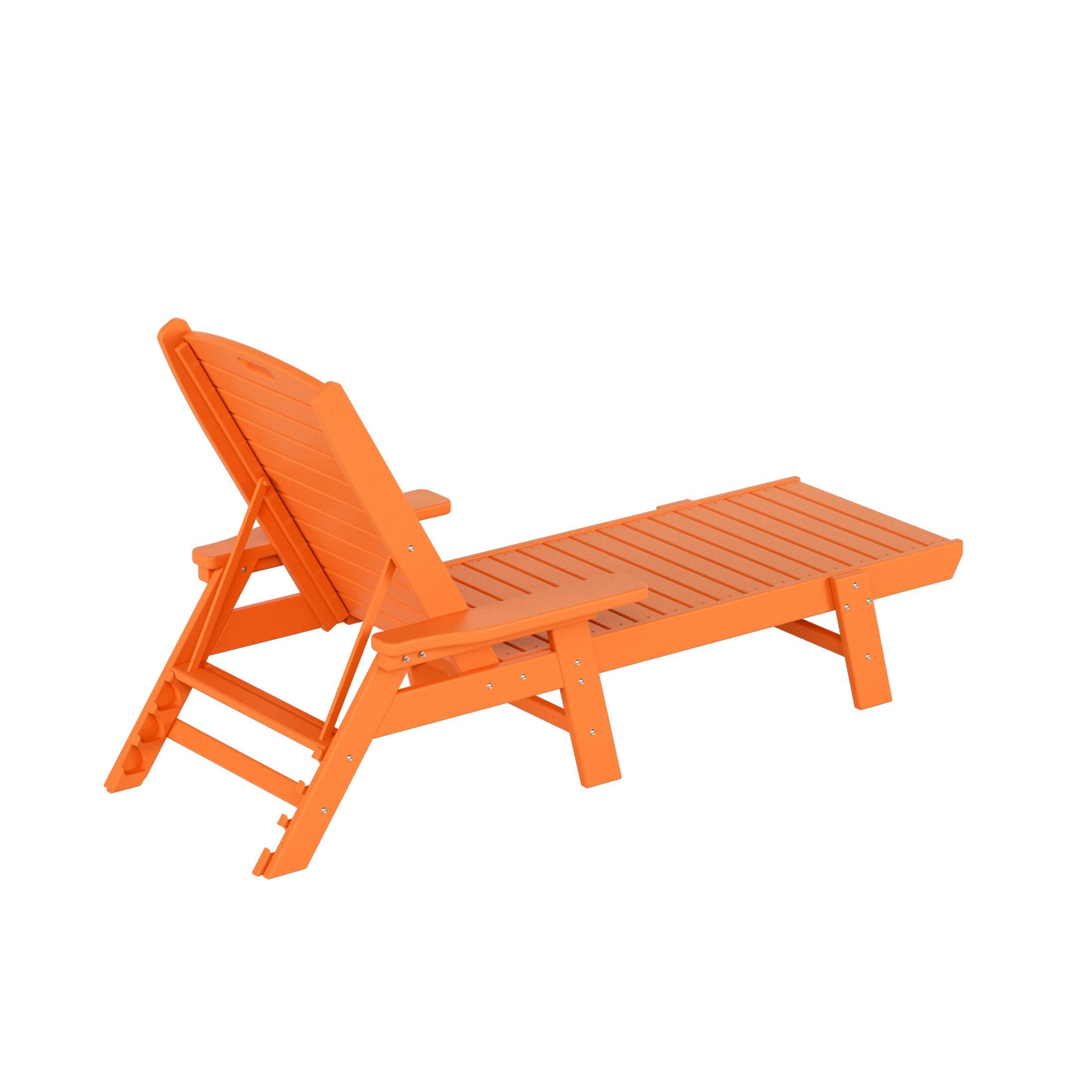 Polytrends  Laguna Hdpe All Weather Outdoor Patio Pool Reclining Chaise Lounge Orange