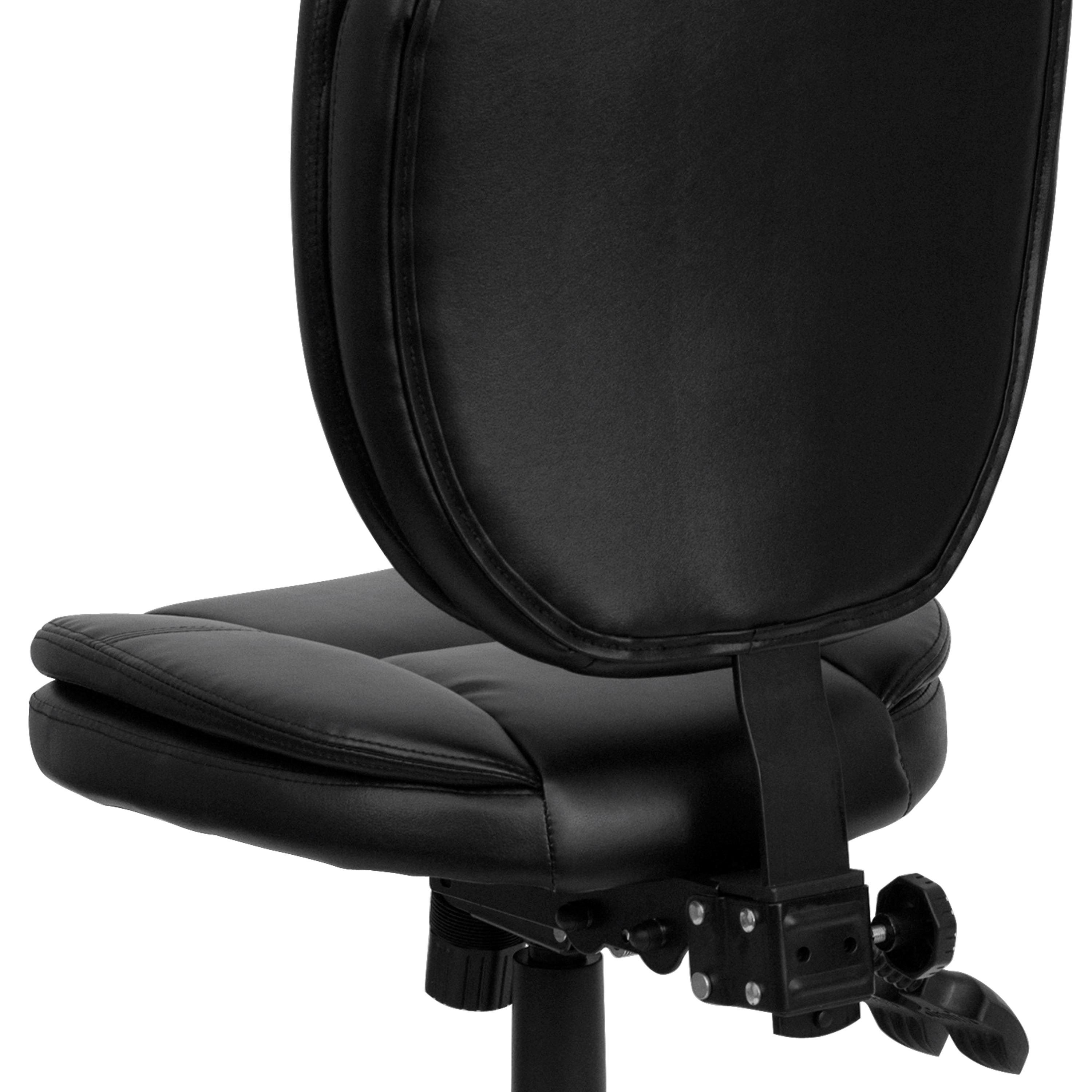 Flash Furniture Mid-Back Black LeatherSoft Multifunction Swivel Ergonomic Task Office Chair with Pillow Top Cushioning