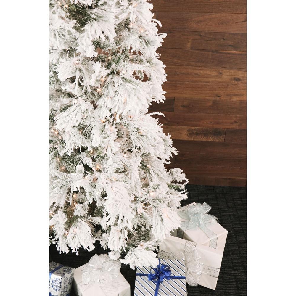 Fraser Hill Farm 6.5-Foot Pre-Lit Snow Flocked Snowy Pine Christmas Tree, Smart Lights
