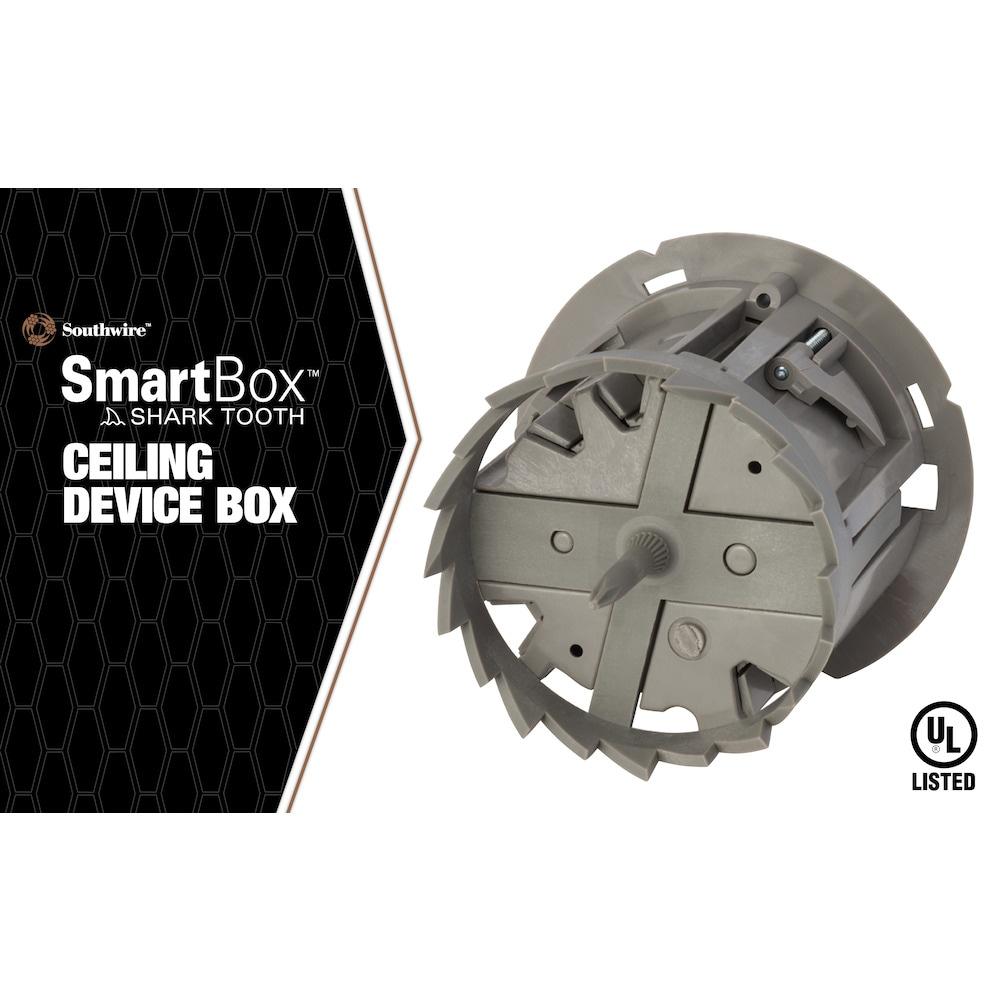 Madison Electric Products Smart Box Shark Tooth 1-Gang Gray Polycarbonate Interior Old Work Standard Round Ceiling/Wall Electrical Box