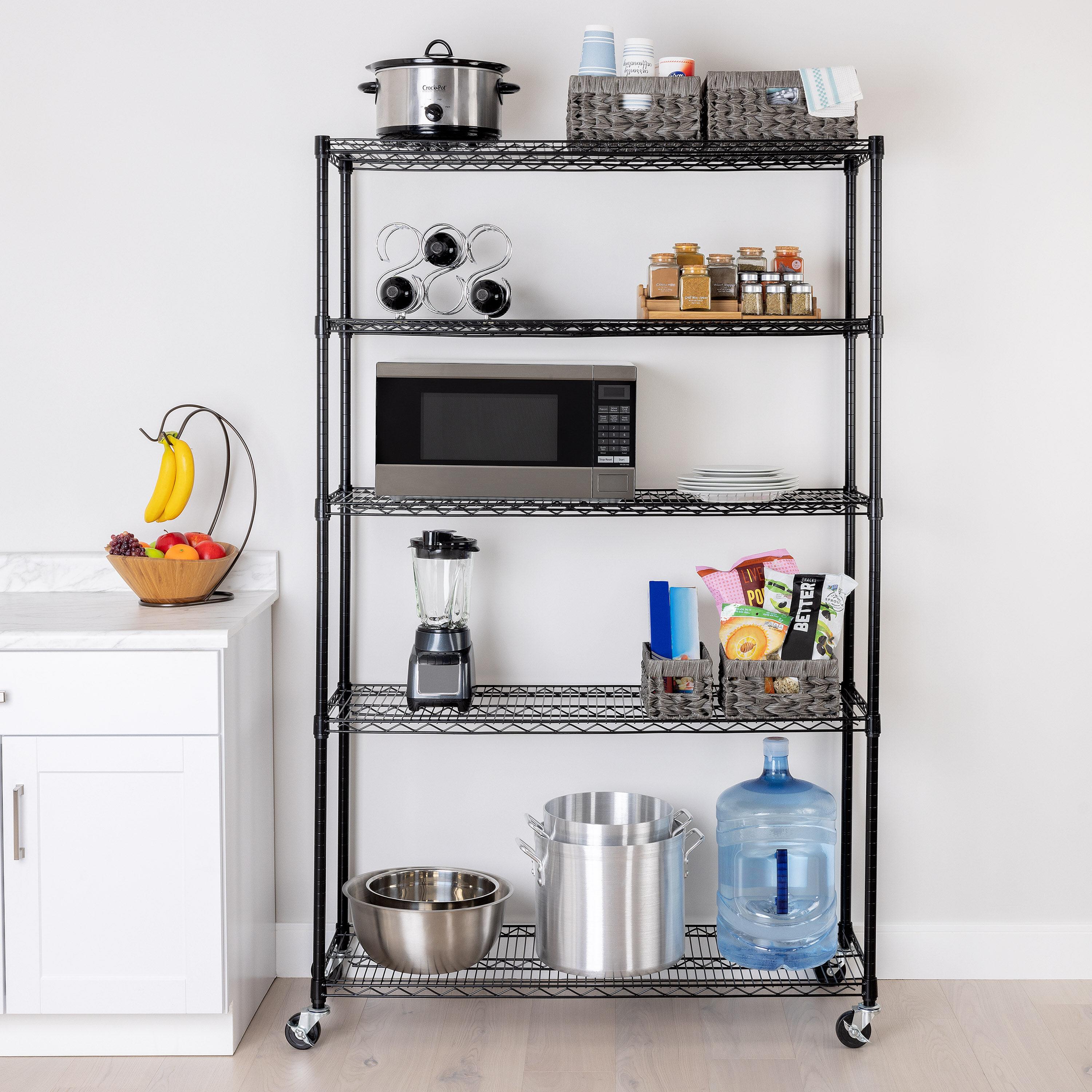 UltraDurable 48'' W x 18" D 5-Tier NSF-Certified Steel Shelving with Wheels