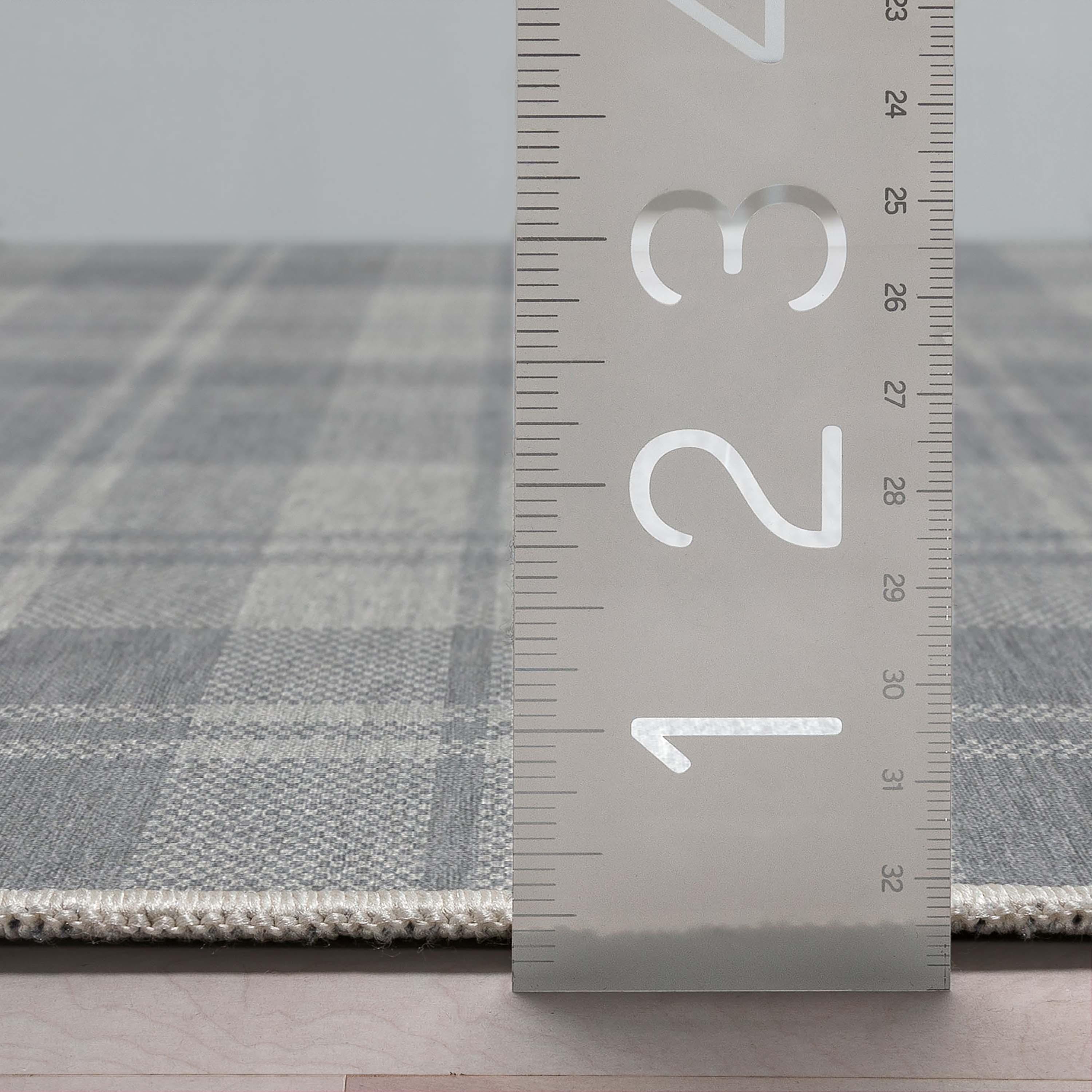 My Magic Carpet Buffalo Plaid Grey And White Plaid Flatweave Brown/Ivory Washable Area Rug | Wayfair