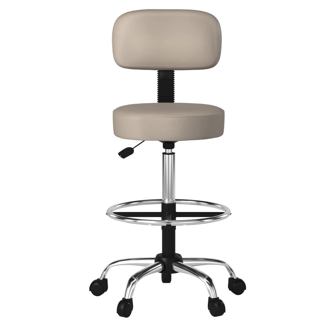 Boss Office Products Medical/Drafting Stool with Back Cushion Beige: Adjustable, Metal Frame, No Arms