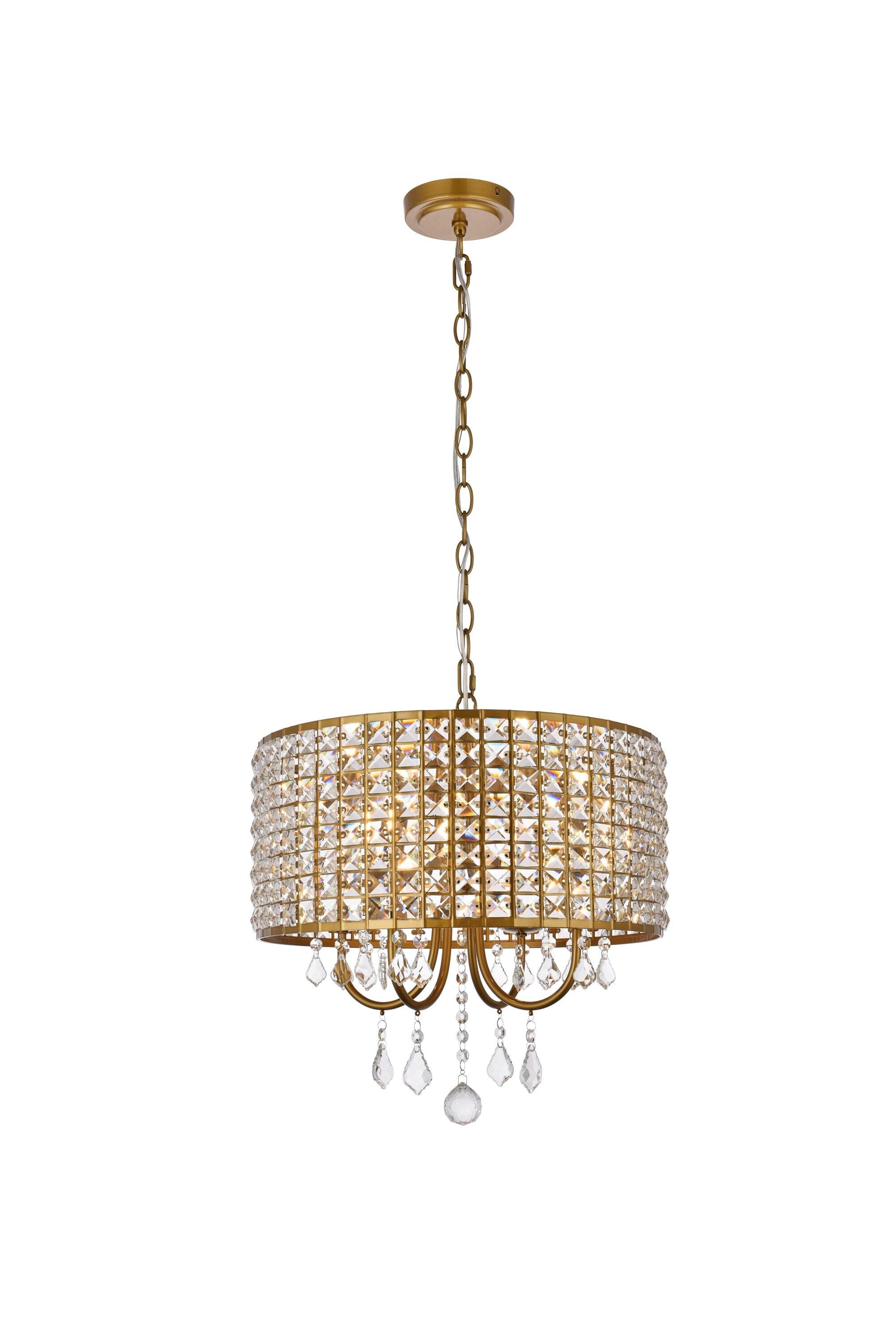 Elegant Lighting Elise 17 inch pendant in brass