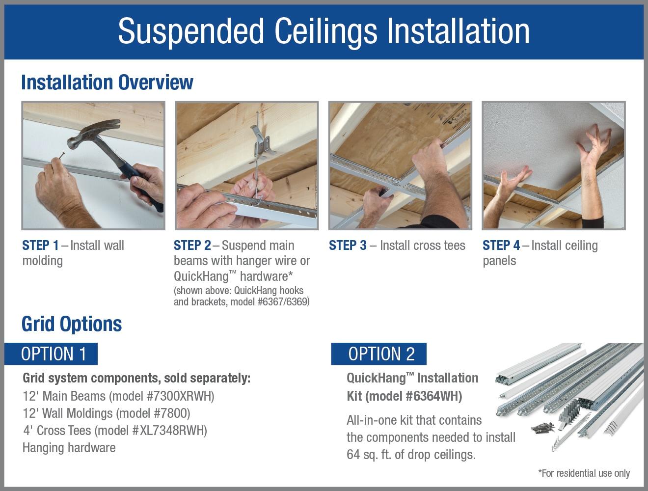 Armstrong 2x4 GRENOBLE Acoustic Ceiling Tiles for Suspended Ceiling Grids, 8-tiles per pack, White