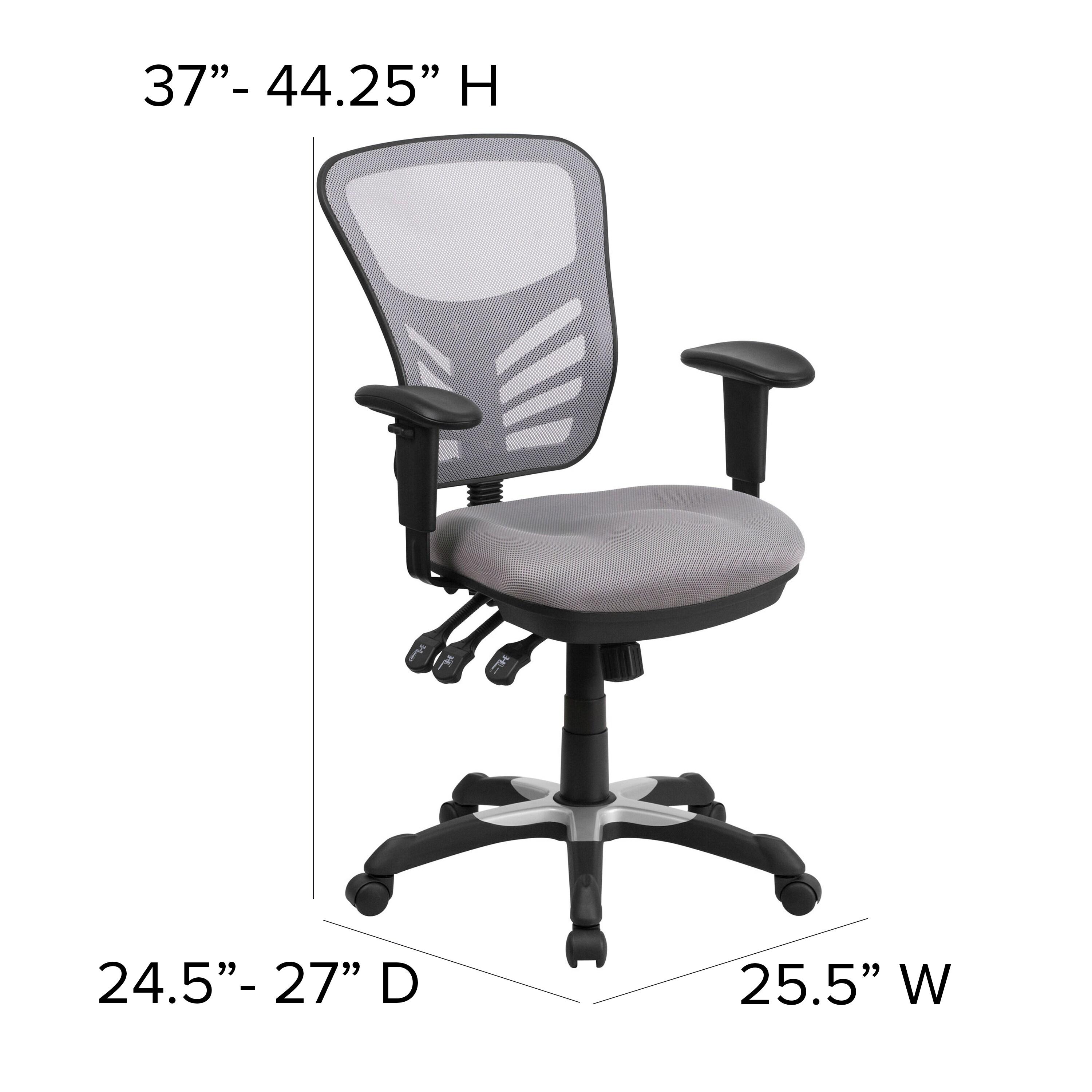 Flash Furniture Mid-Back Gray Mesh Multifunction Executive Swivel Ergonomic Office Chair with Adjustable Arms