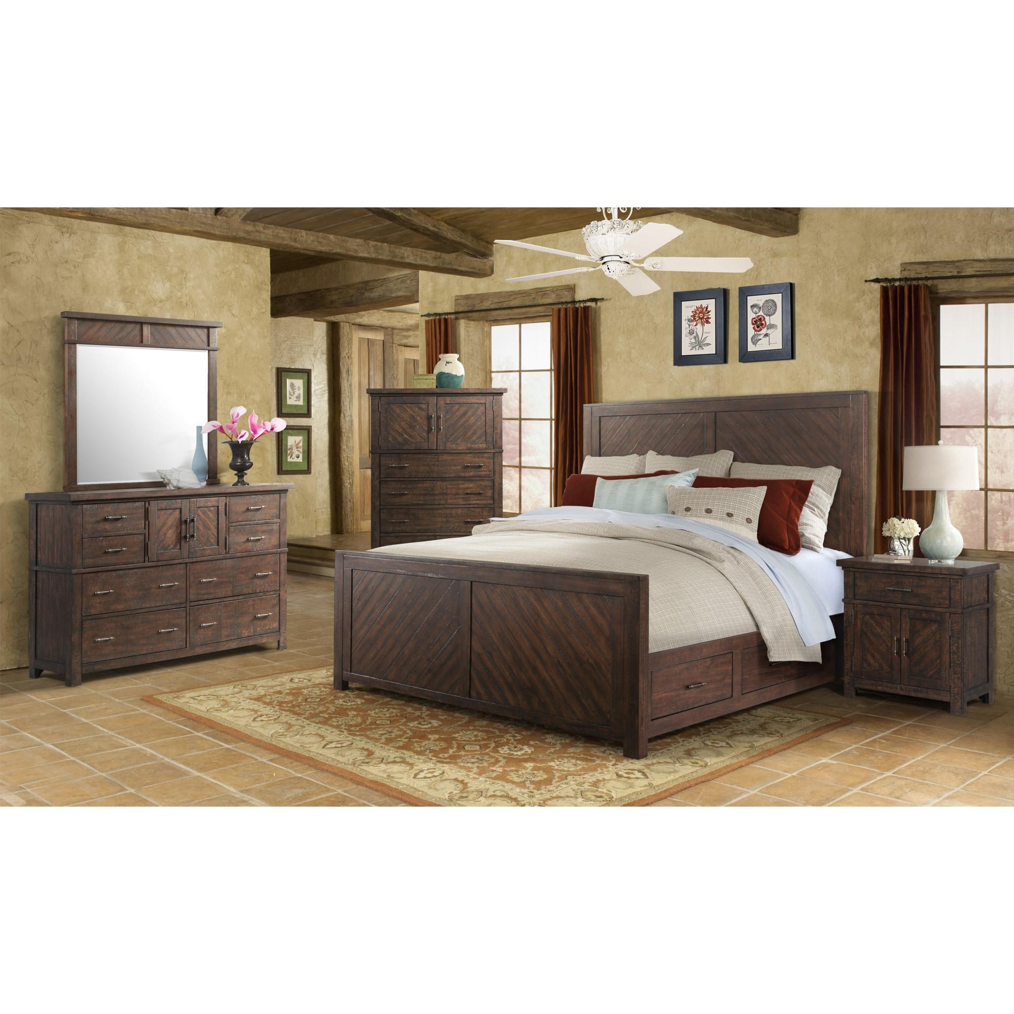 King Dex Platform Storage Bed Walnut Brown - Picket House Furnishings