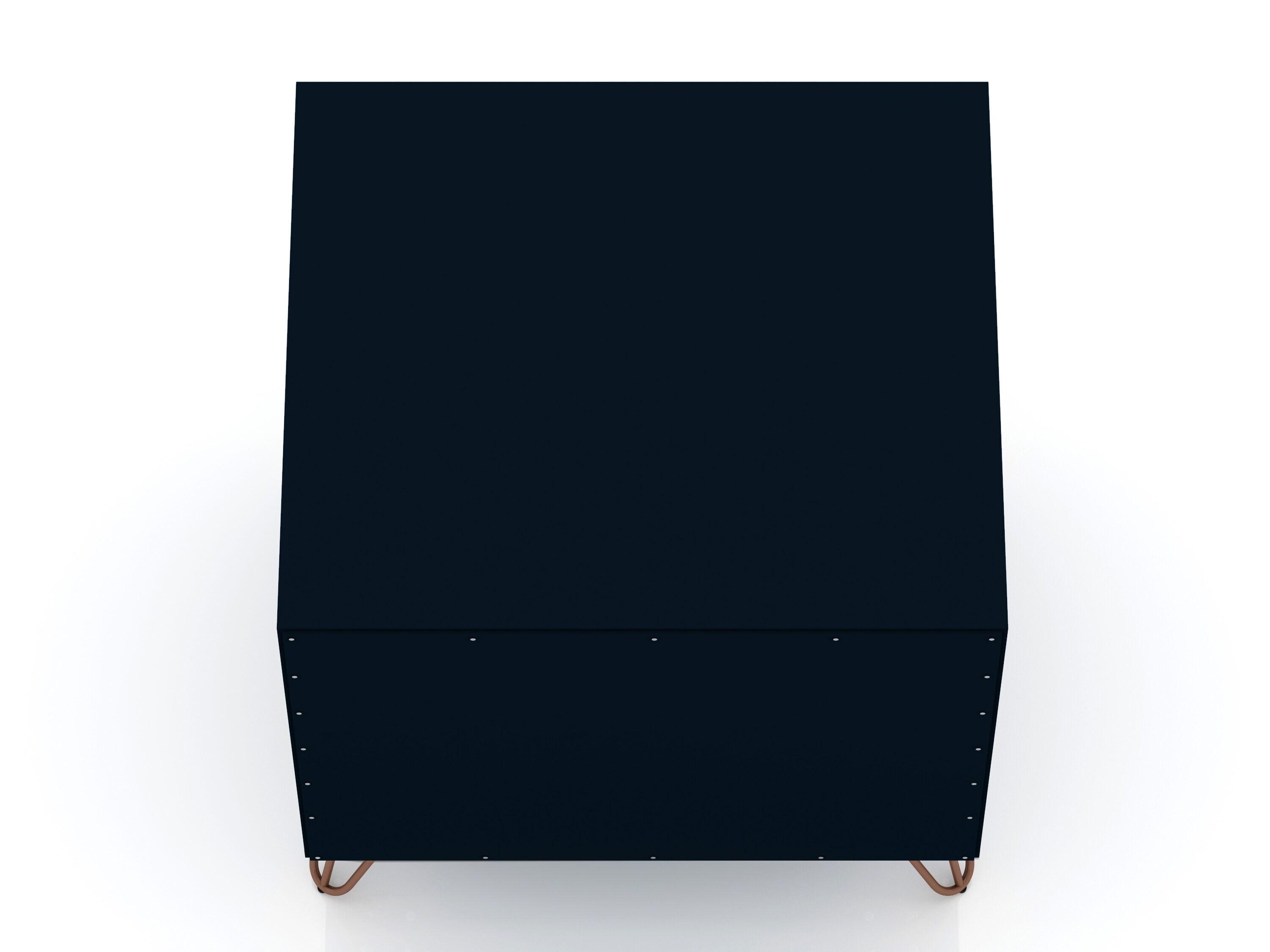 2.0 Rockefeller Nightstand Blue - Manhattan Comfort: Modern MDF Bedside Storage with Metal Glides