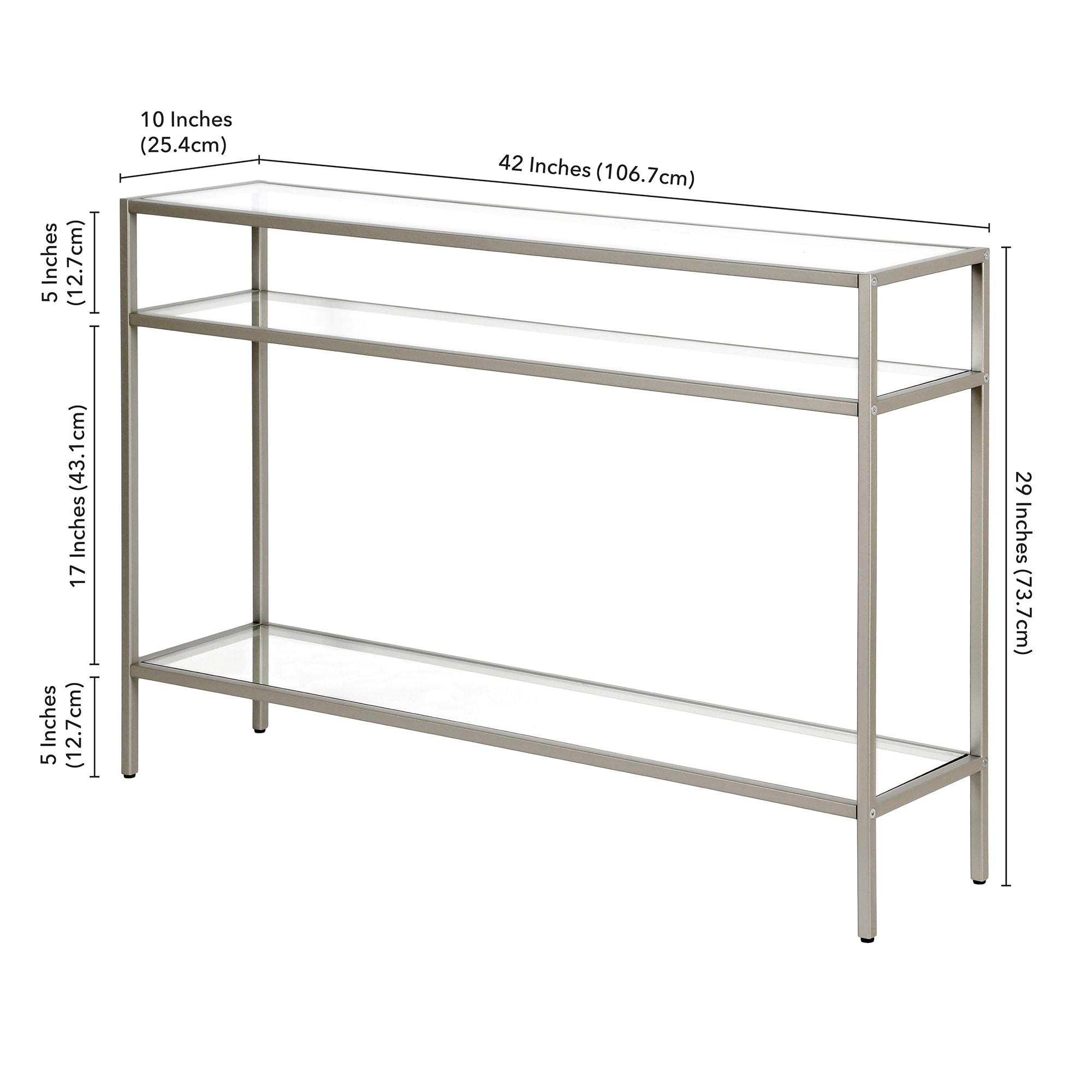 Evelyn&Zoe Siviline 42" Wide Rectangular Console Table, Satin Nickel