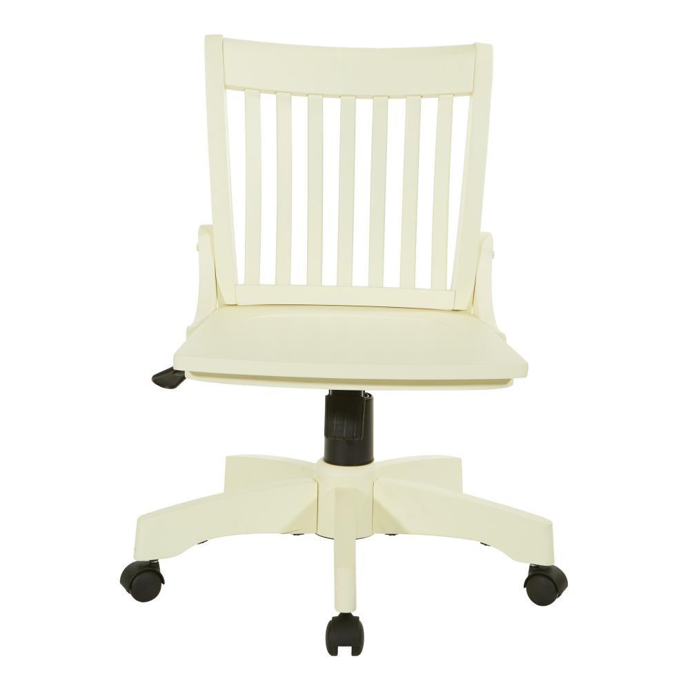 OSP Deluxe Armless Wood Bankers Chair with Wood Seat, Antique White