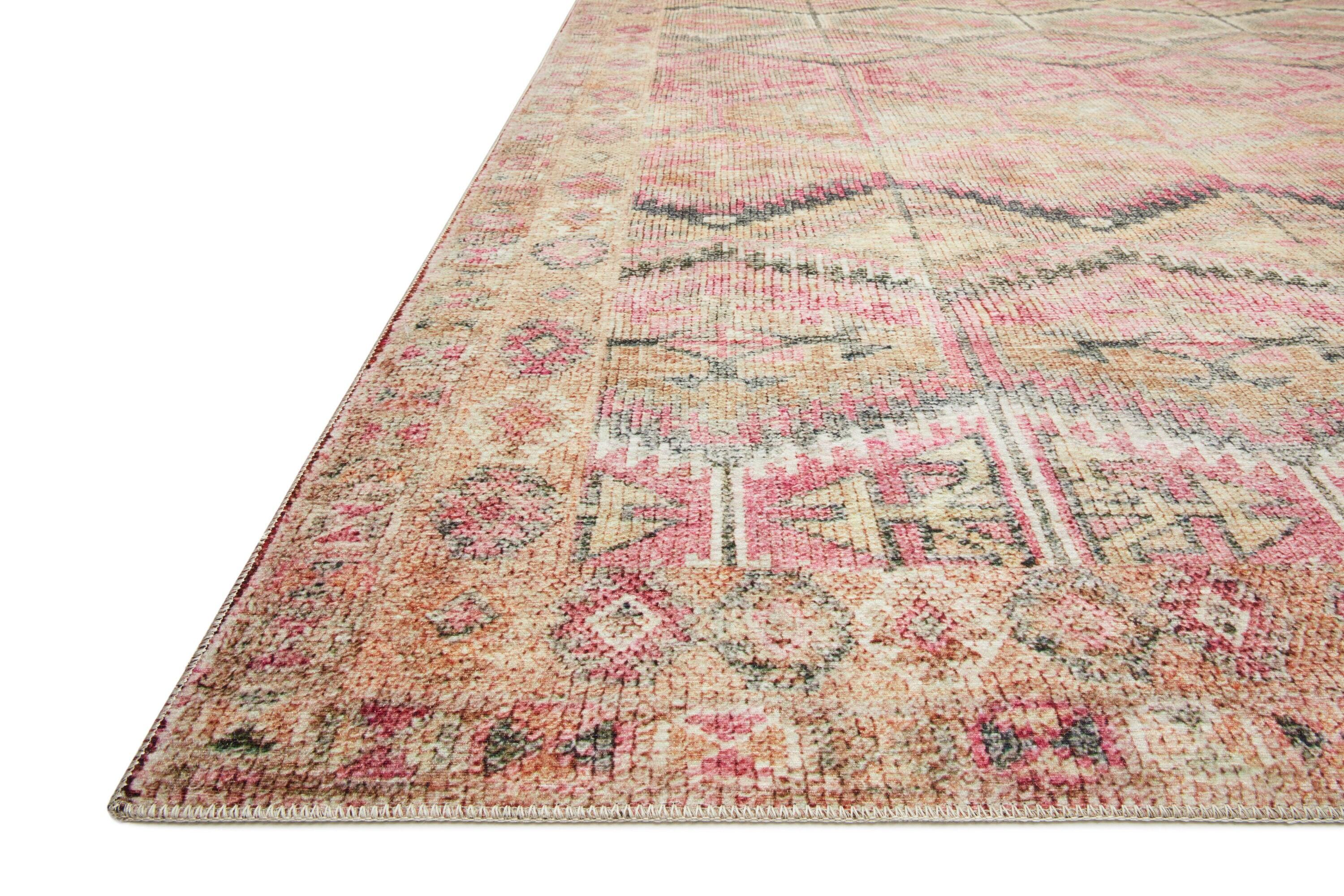 Layla Pink and Lagoon Vintage Distressed 9' x 12' Area Rug