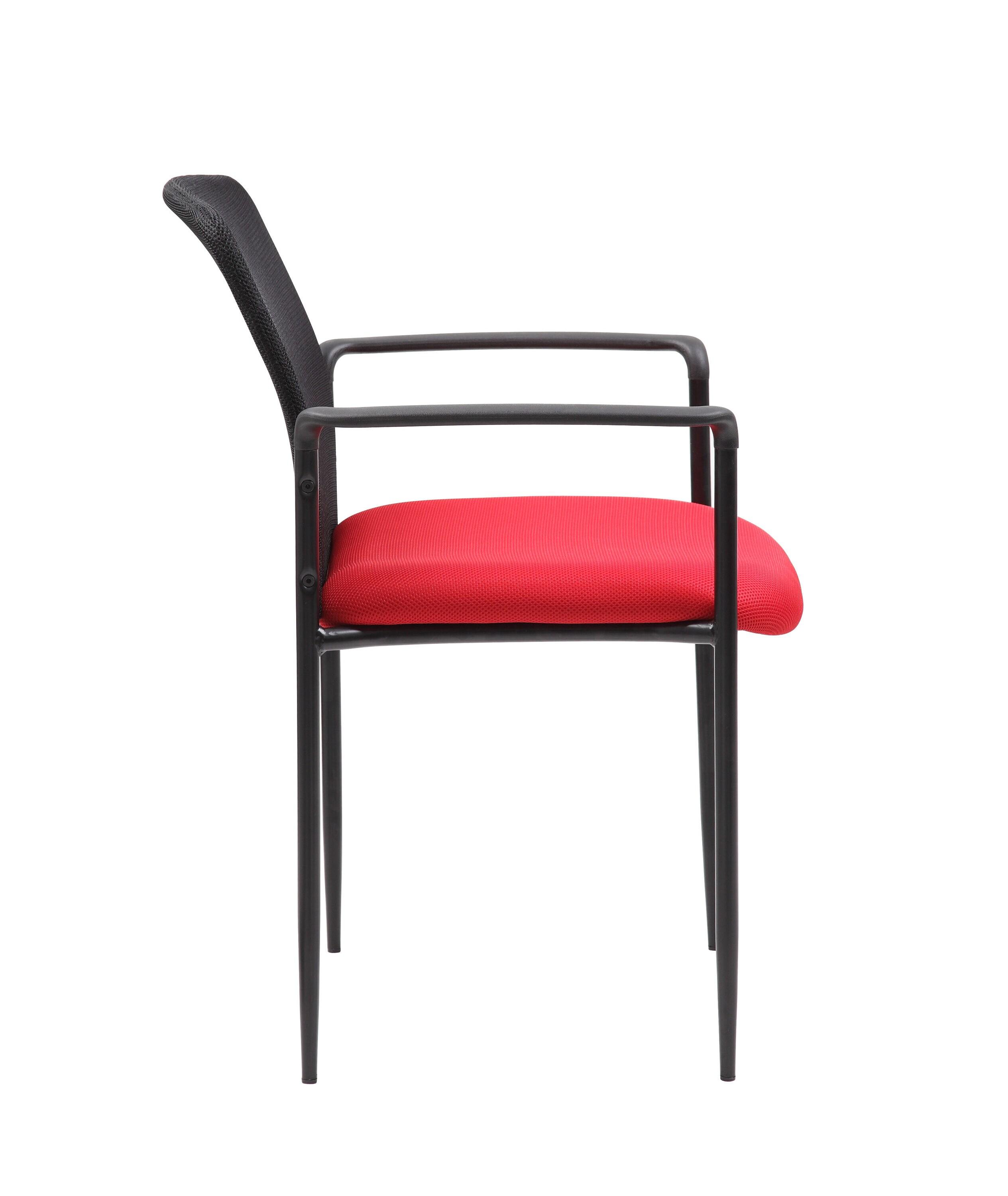 Boss Office Products Office Chair Red: Mesh Upholstered, Fixed Arms, Steel Legs, Powder-Coated Finish