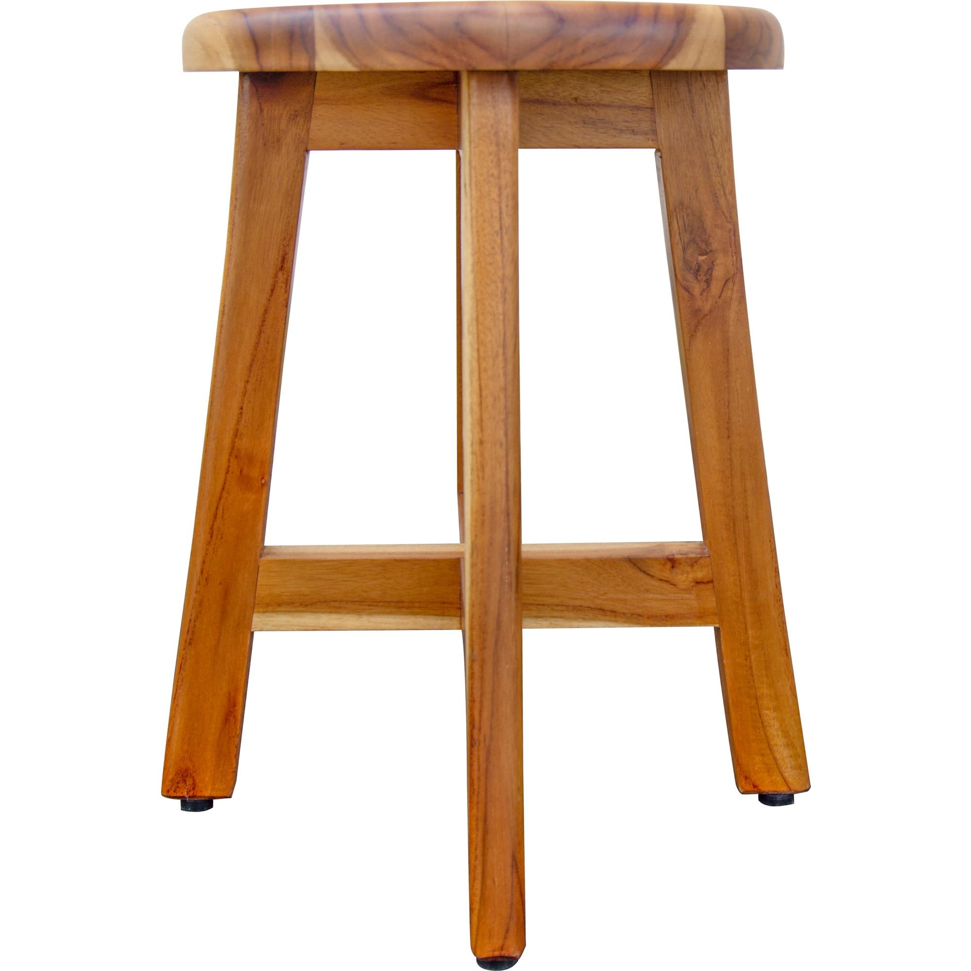 EcoDecors Shoji Teak Shower Stool 18" High Solid Teak Wood Shower Stool/Seat in Earthy Teak & Reviews | Wayfair