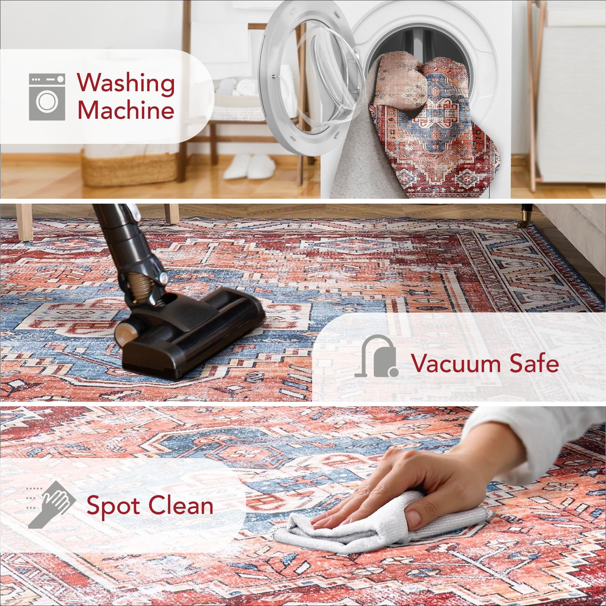 Nuloom Marli Pet Friendly Machine Washable Faded Medallion Area Rug, 5' x 8', Rust