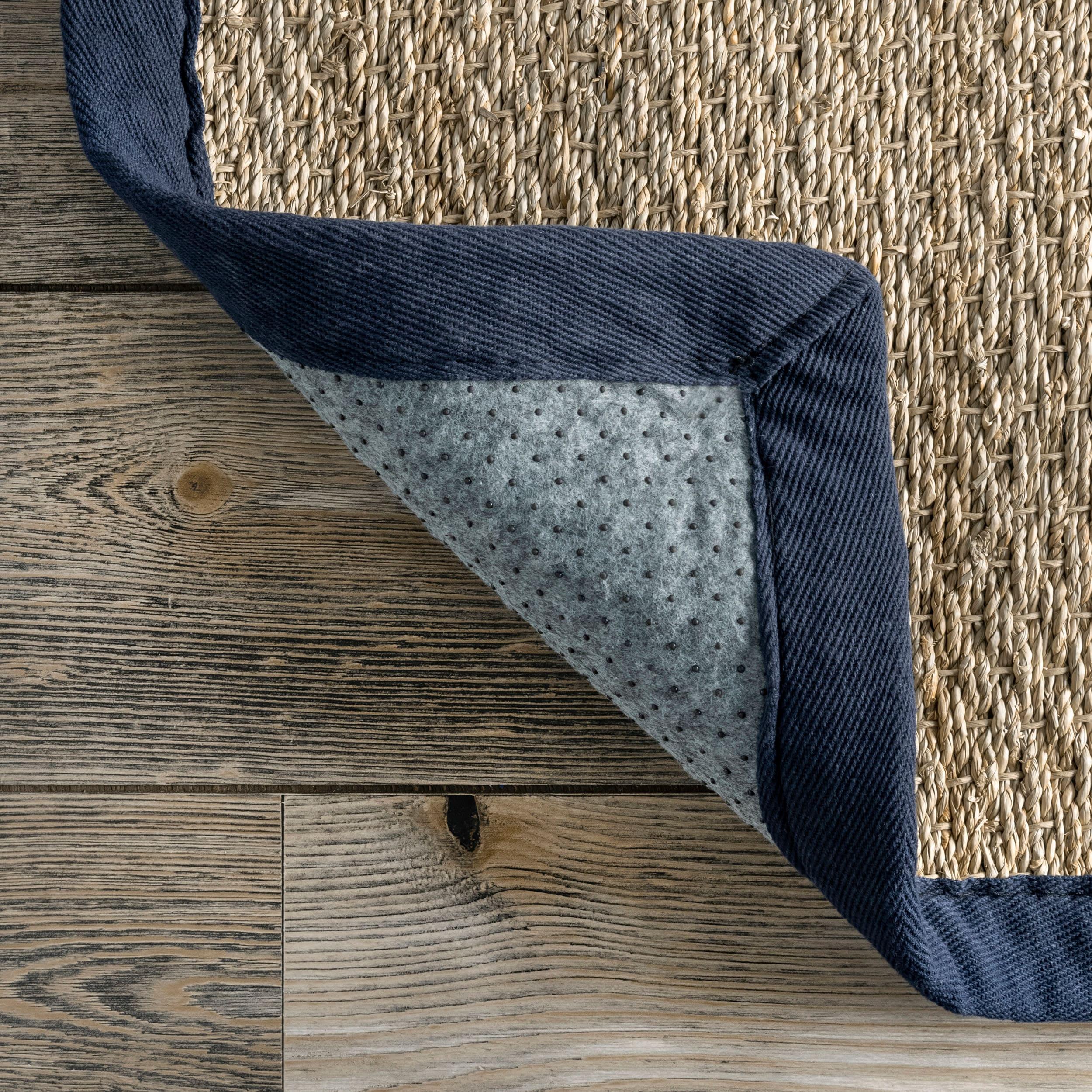 nuLOOM 3x5 Elijah Seagrass Area Rug, Navy, Solid Farmhouse Style, Cotton Bordered, Basketweave, Natural Fiber, For Bedroom, Dining Room, Living Room, Hallway, Office, Kitchen, Entryway