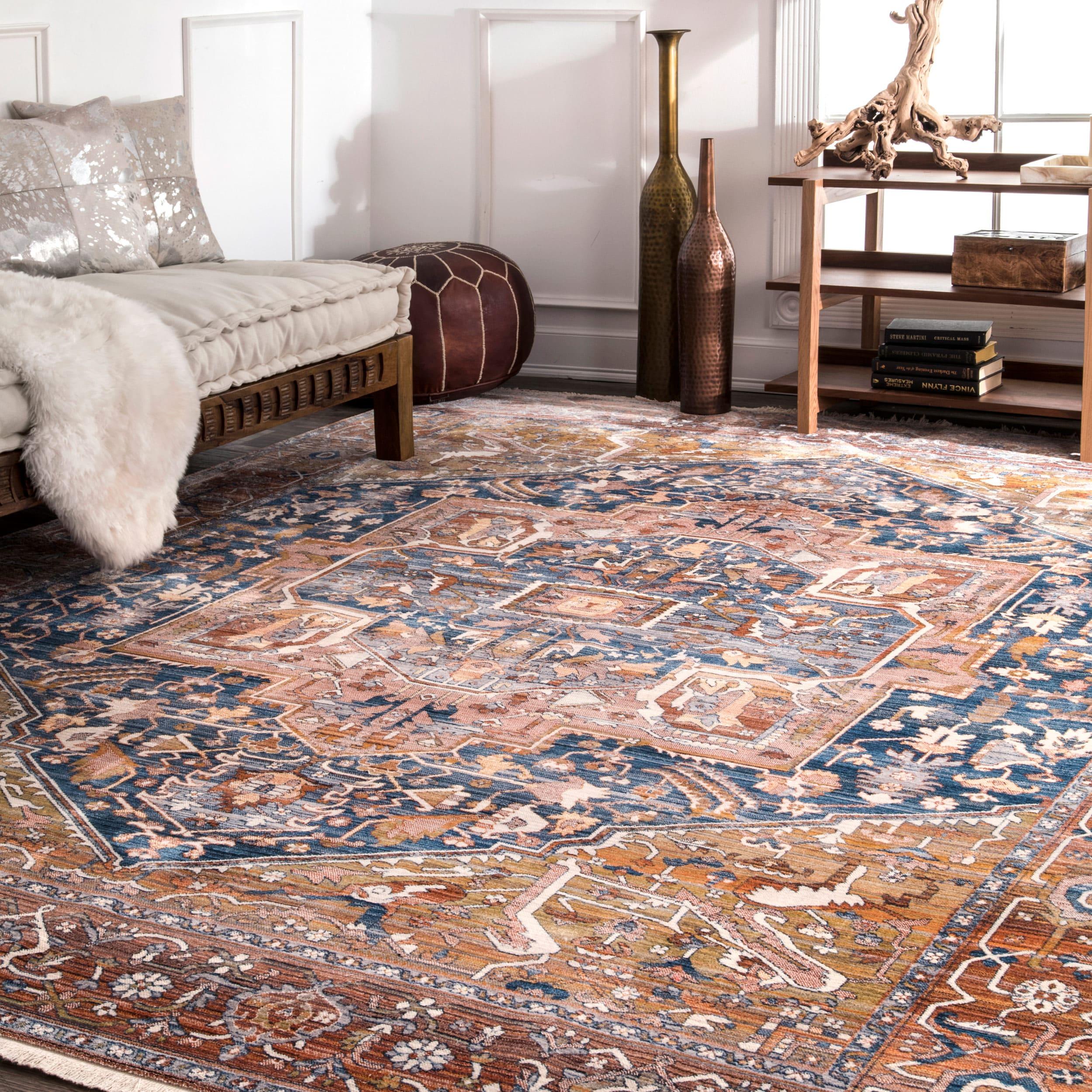 Nuloom Harriet Medallion 6 Square Indoor Area Rug for Living Room Bedroom Dining Room Kitchen, Rust/Multicolor