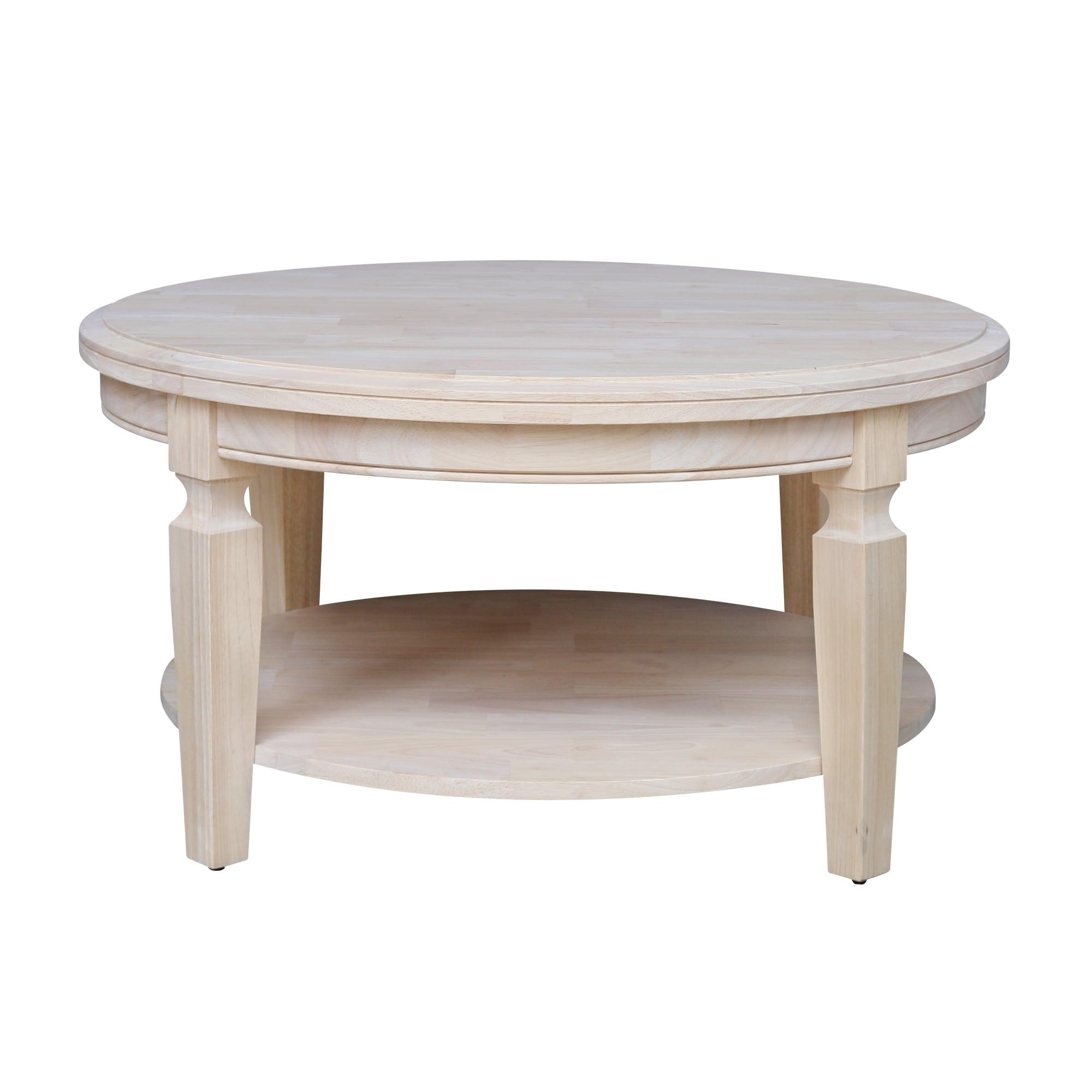 Vista Round Coffee Table Natural - International Concepts: Solid Wood, Parawood, 20.3"H x 38"W