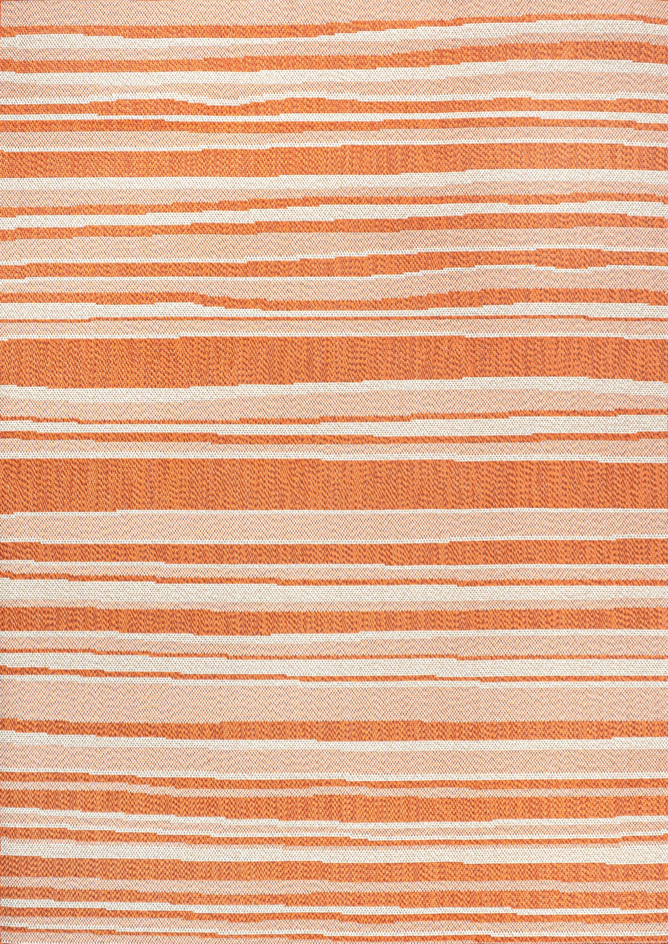 5' x 8' Castara Wavy Stripe Modern Indoor/Outdoor Area Rug, Orange/Cream - JONATHAN Y