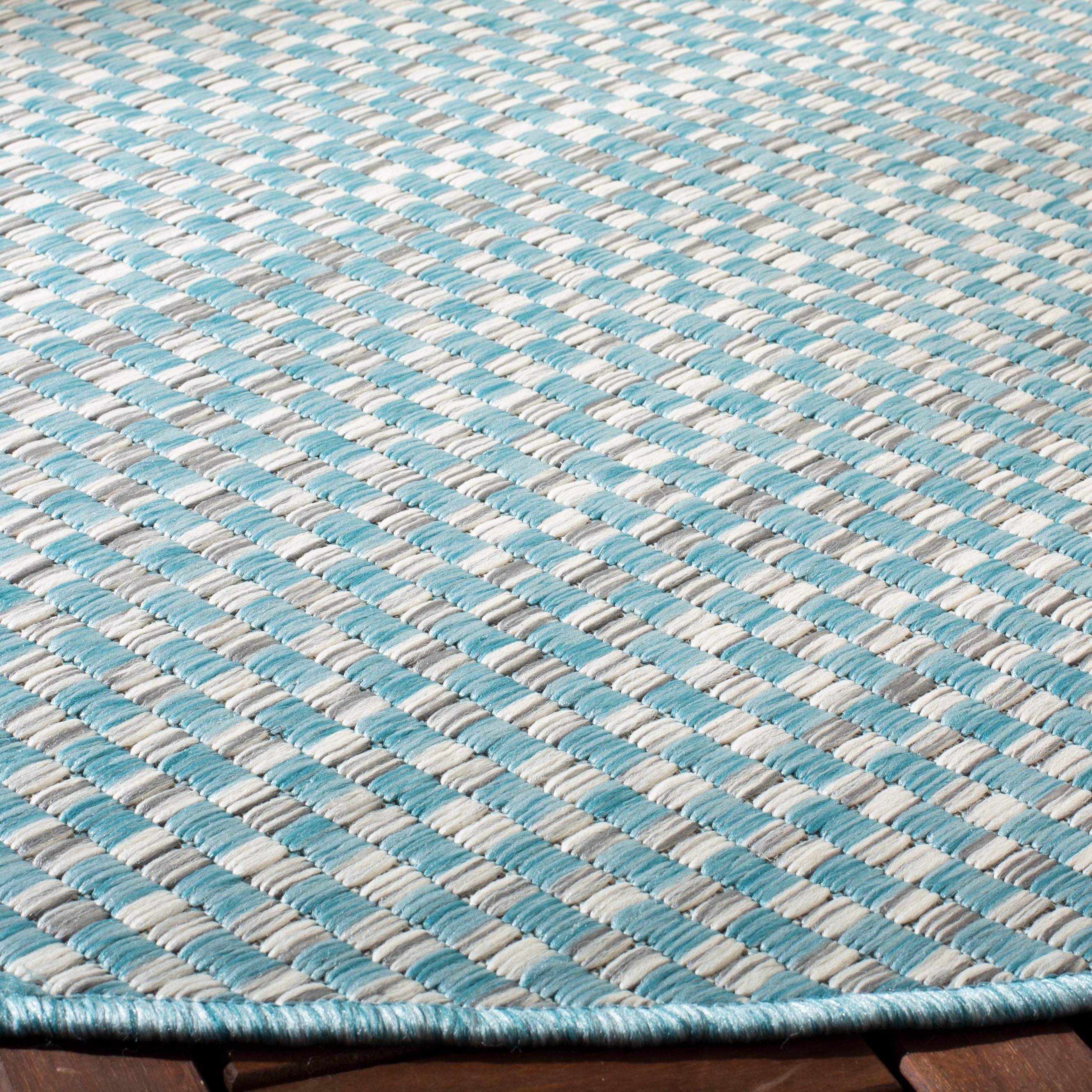 Courtyard CY8653 Power Loomed Indoor and Outdoor Area Rug - Light Blue/Light Grey - 5'3" Round - Safavieh