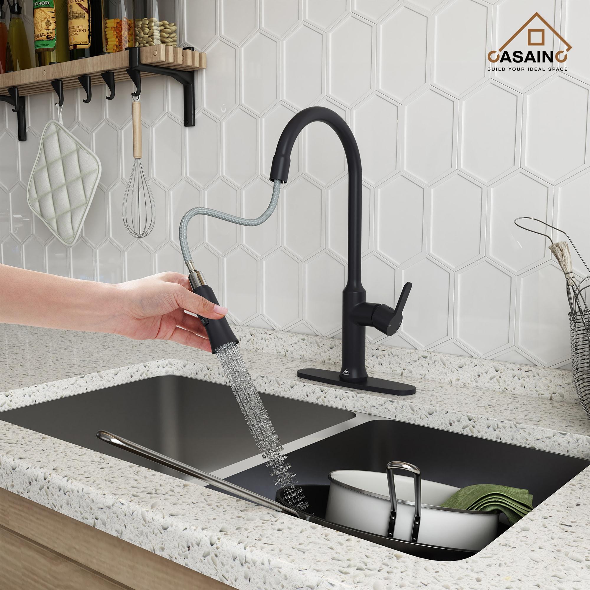 CASAINC 1.8 GPM Single-Handle Pull-Down Kitchen Faucet Single Hole Faucet