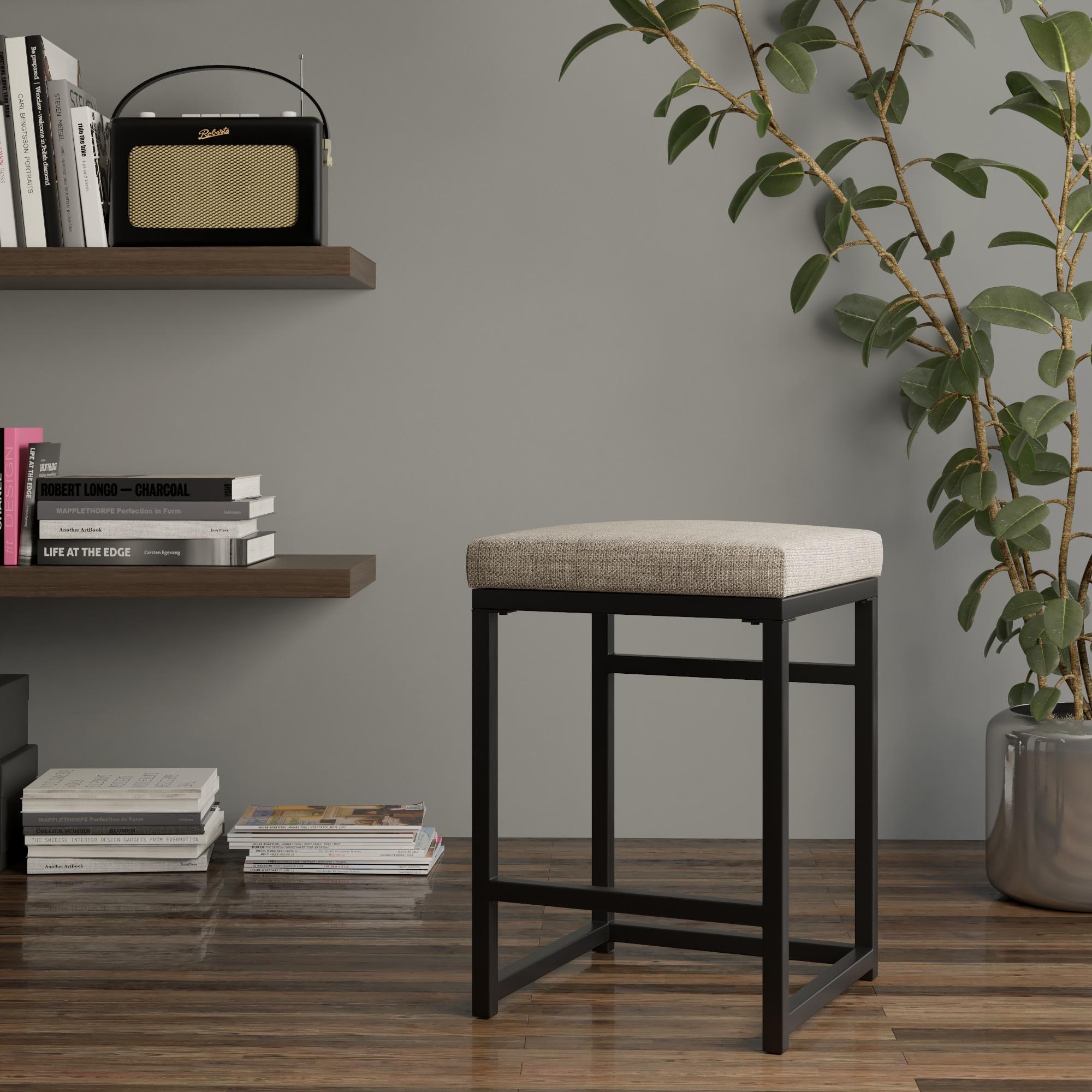 24" Open Back Metal Counter Height Barstool Dark Gray - HomePop: Kitchen Island Seating