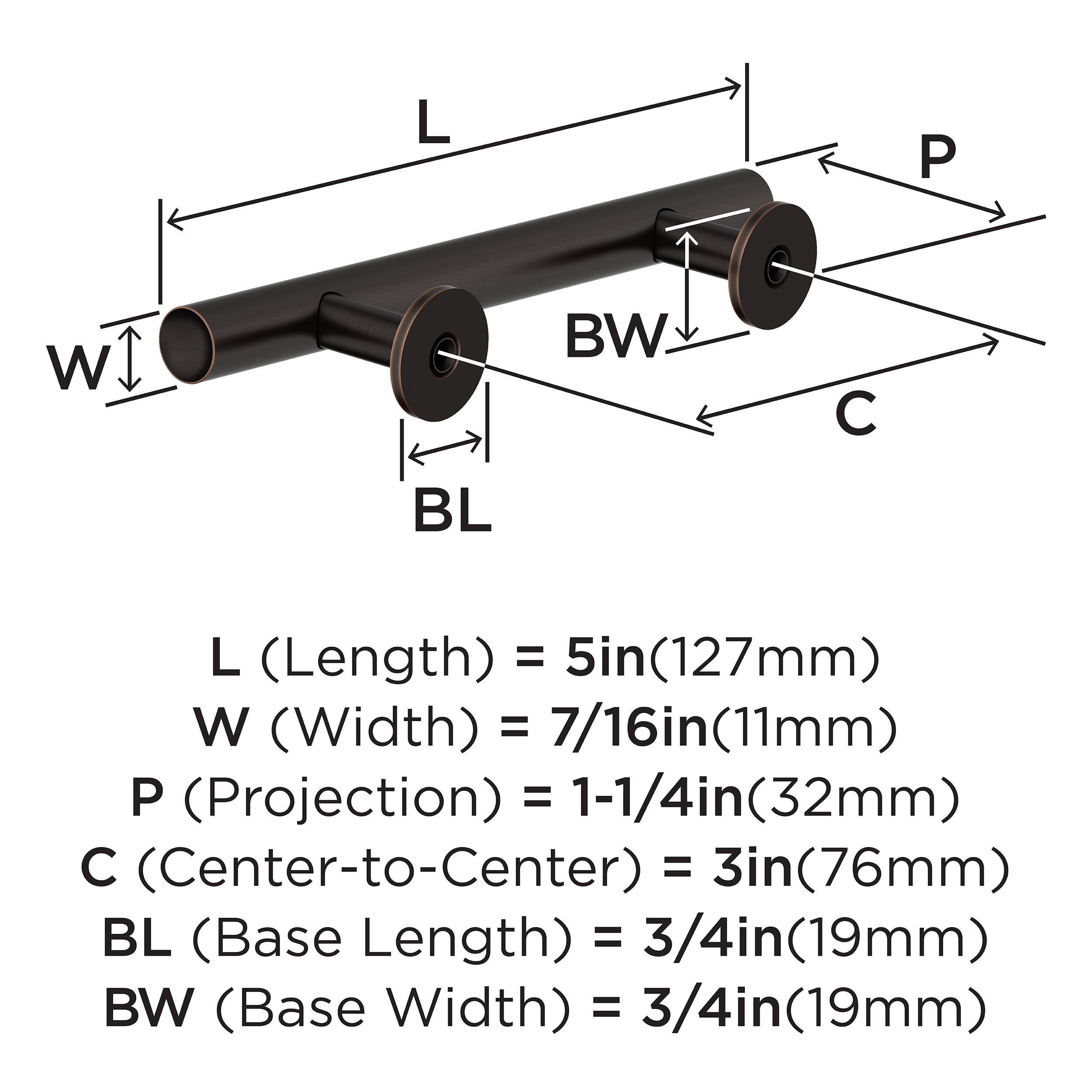 Amerock Radius 3 inch (76mm) Center-to-Center Oil-Rubbed Bronze Cabinet Pull