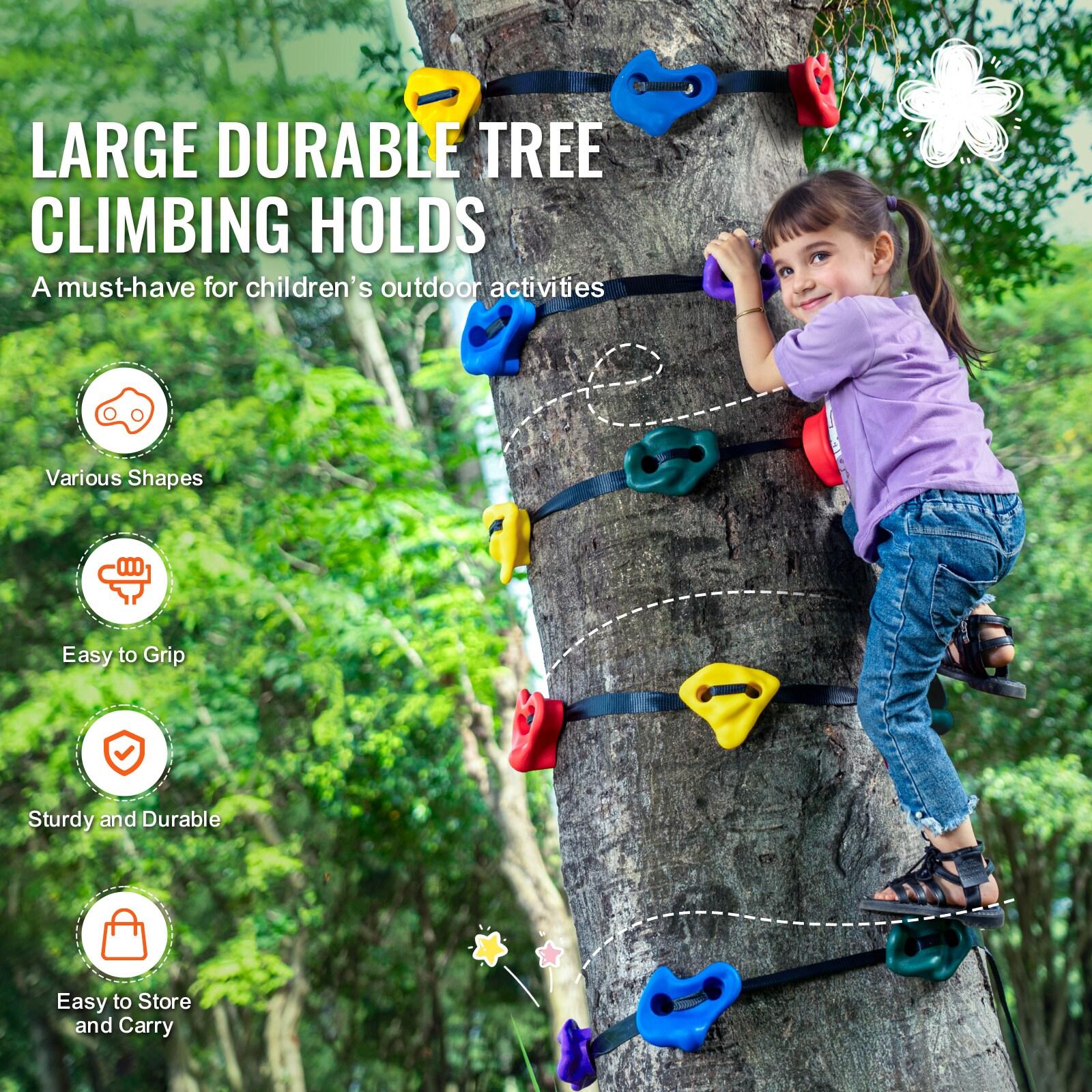 VEVOR Ninja Tree Climbing Kit,20 Tree Climbing Holds and 6 Ratchet Straps,Large Climbing Rocks for Kids and Adults Climber,Various Colors and Shapes