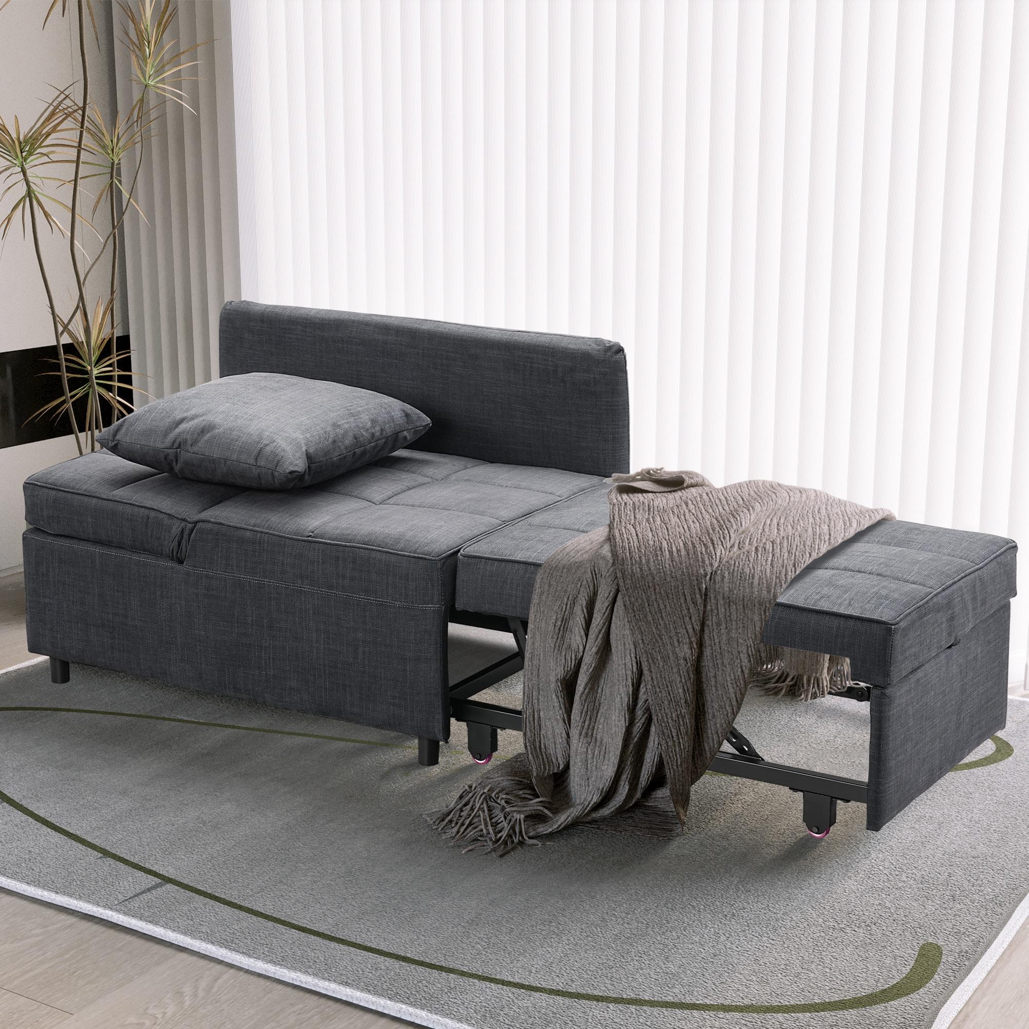 Ainfox 4-in-1 Convertible Sleeper Chair Bed Pull Out Sofa Bed Chaise Lounge for Home Office, Grey