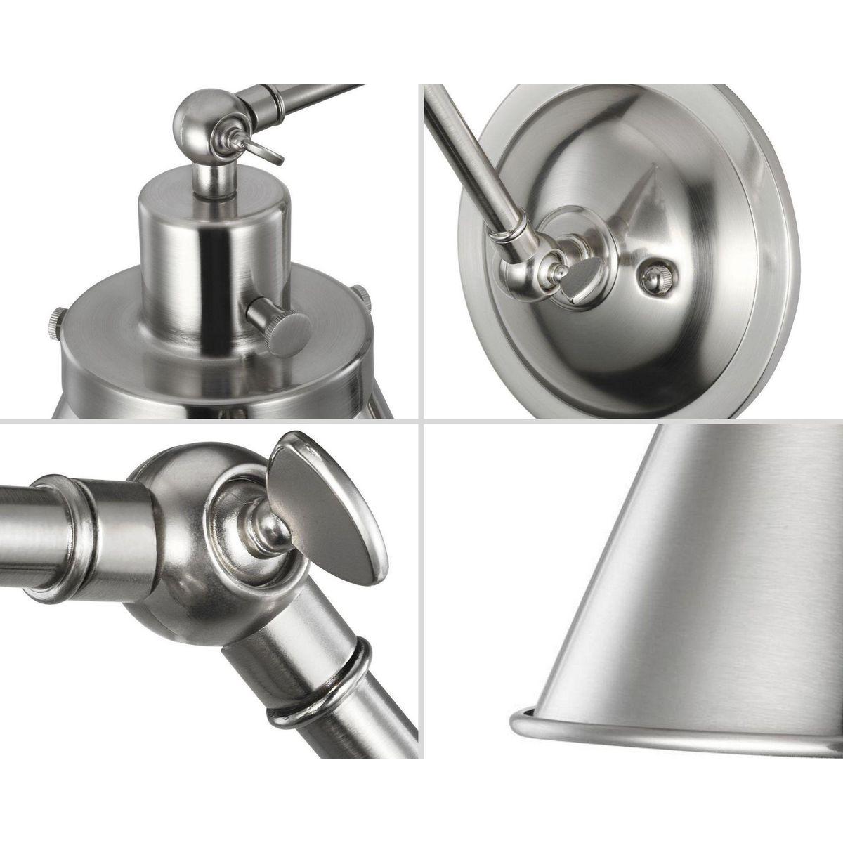 Progress Lighting Hinton 1-Light Swing Arm Wall Bracket, Brushed Nickel, Metal Shade