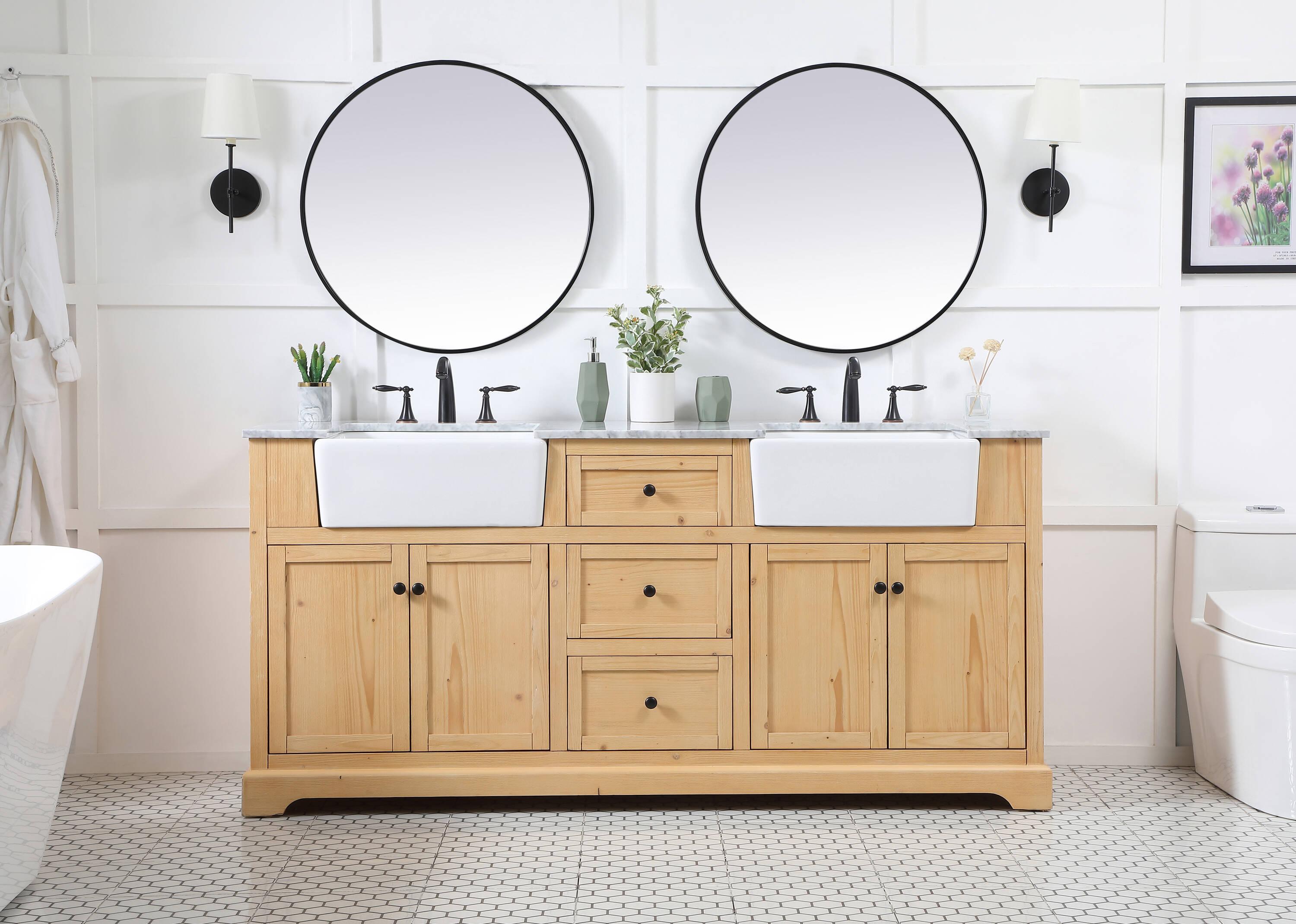 Pardue 72'' Double Bathroom Vanity with Marble Top