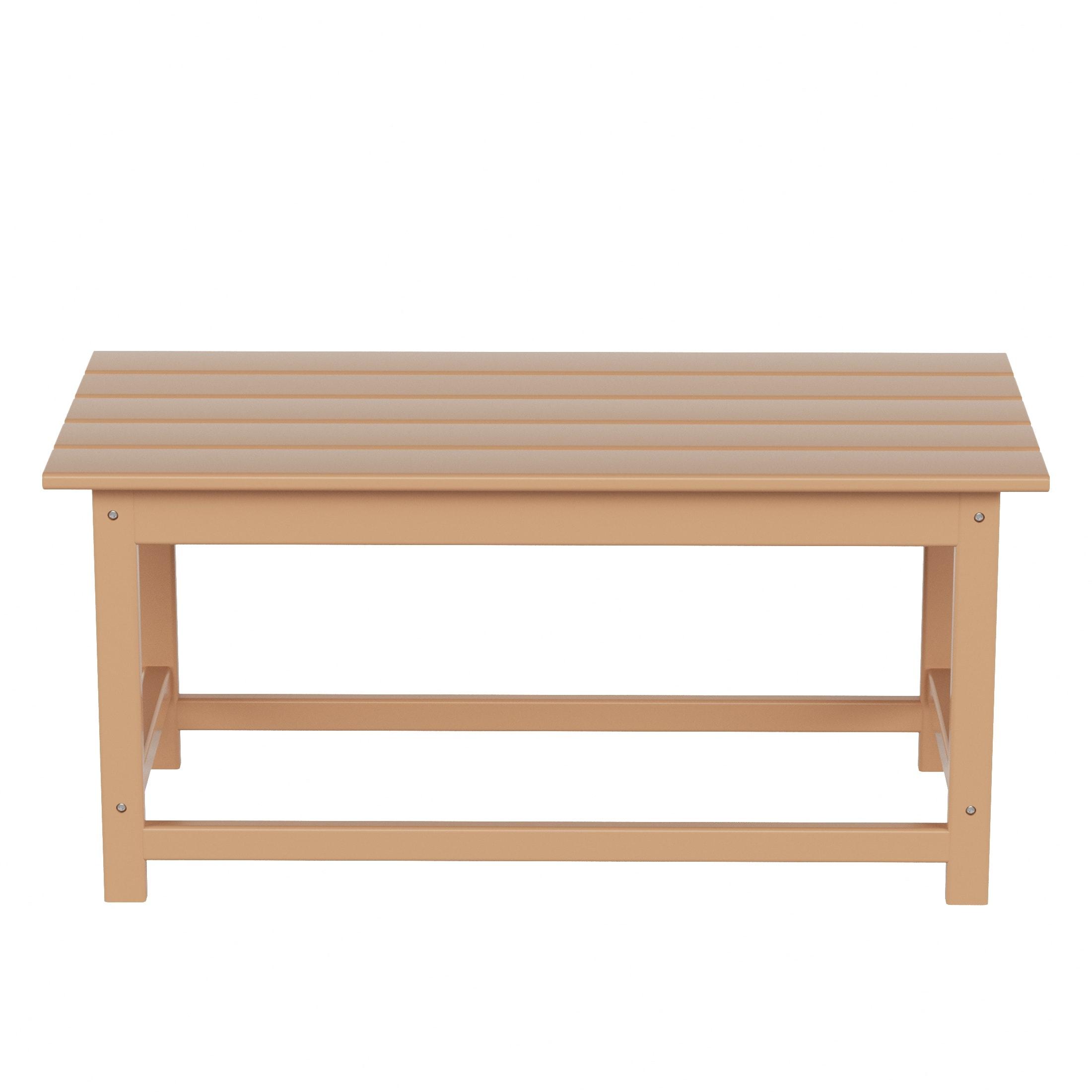 Polytrends  Laguna Hdpe All Weather Outdoor Patio Rectangular Coffee Table Teak