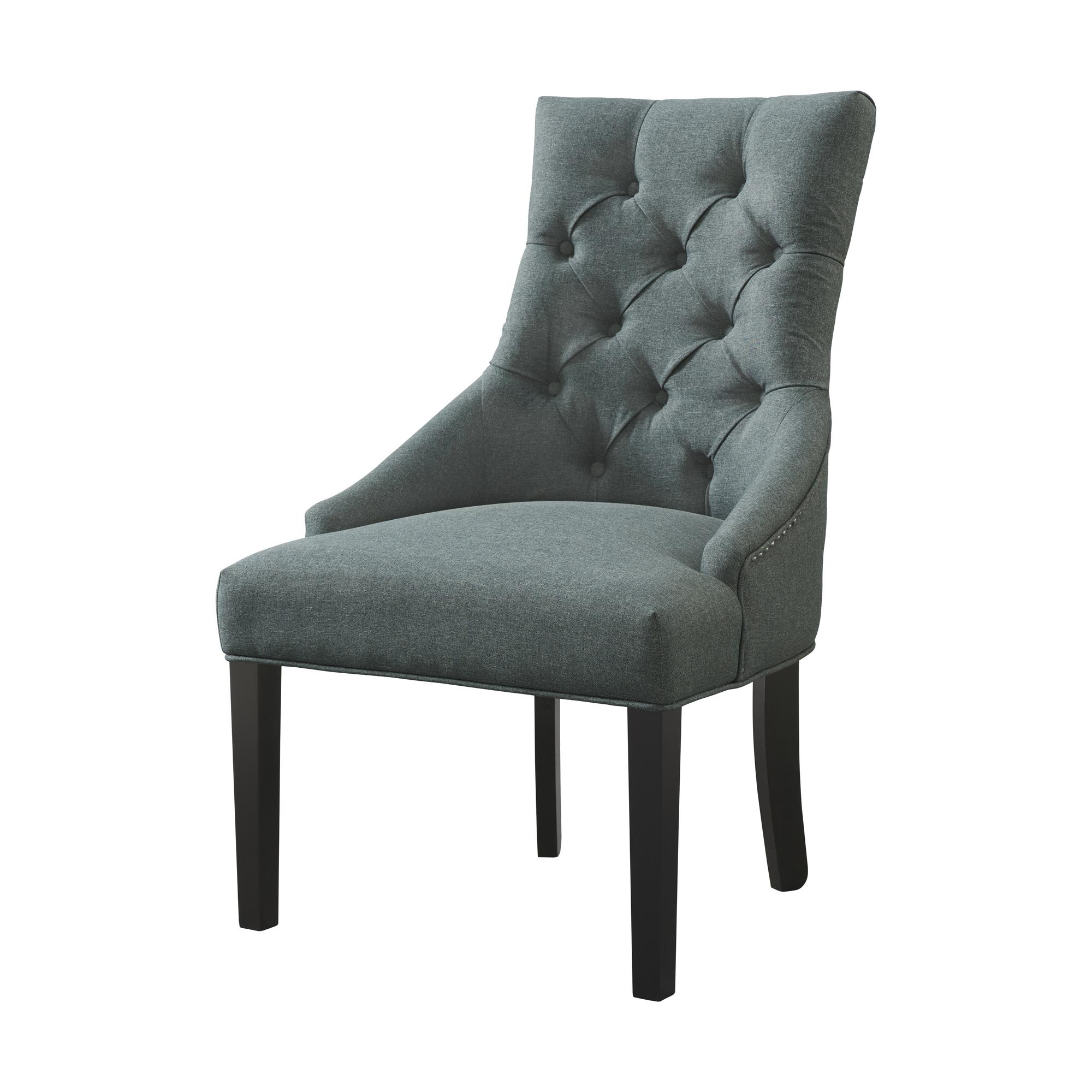 Set of 2 Haeys Tufted Upholstered Dining Armless Chairs Gray - Alaterre Furniture: Nailhead Trim, Polyester Fabric