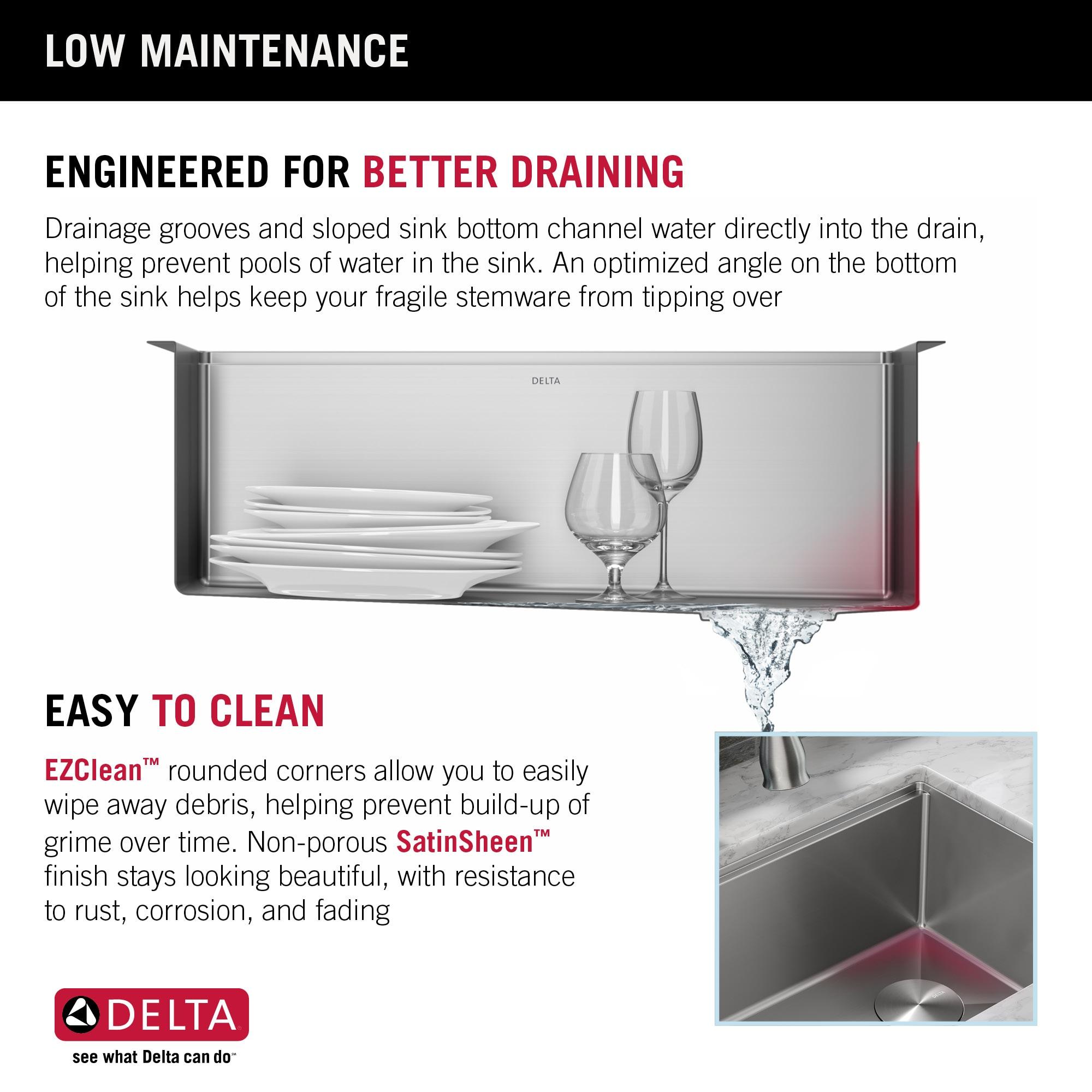 Delta Lorelai Workstation Kitchen Sink Undermount Stainless Steel Single Bowl with WorkFlow™ Ledge