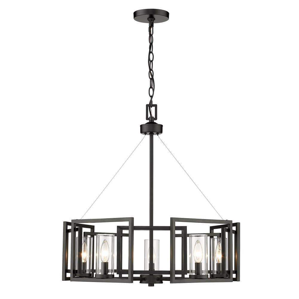 Golden Lighting Marco 5-Light Chandelier in Matte Black with Clear Glass
