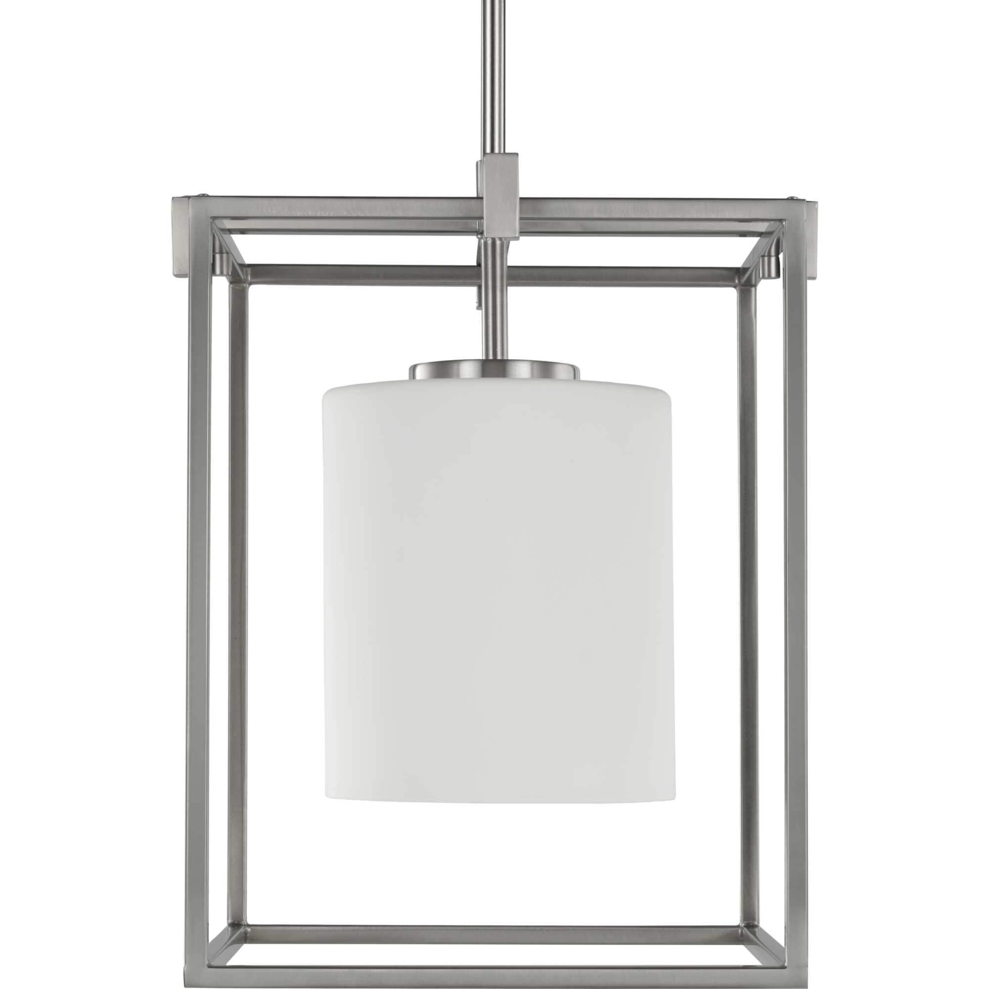 Progress Lighting Chadwick 1-Light Mini-Pendant, Brushed Nickel, Opal Glass Shade