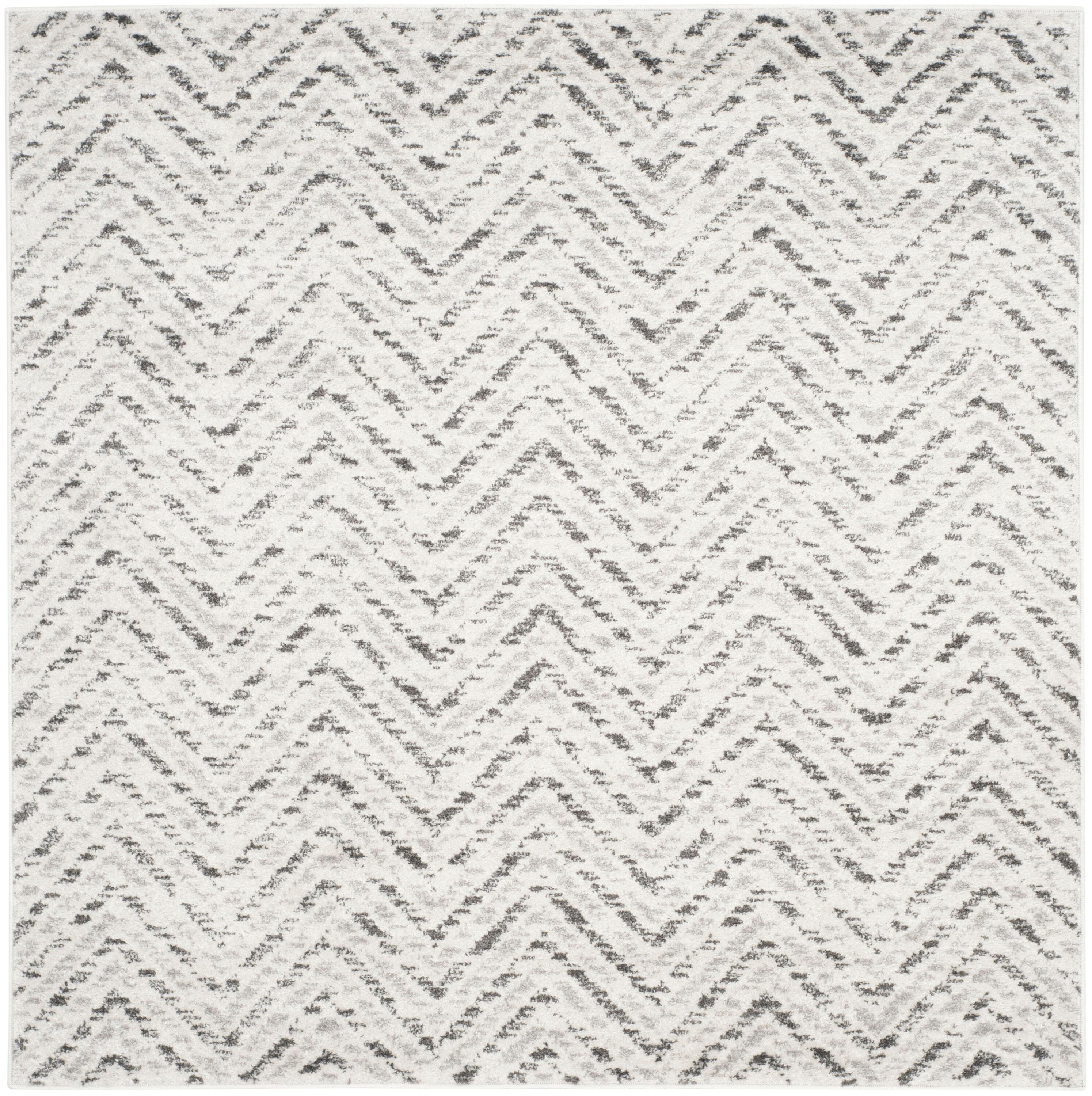 Adirondack ADR104 Power Loomed Area Rug - Ivory/Charcoal - 6'x6' - Safavieh.