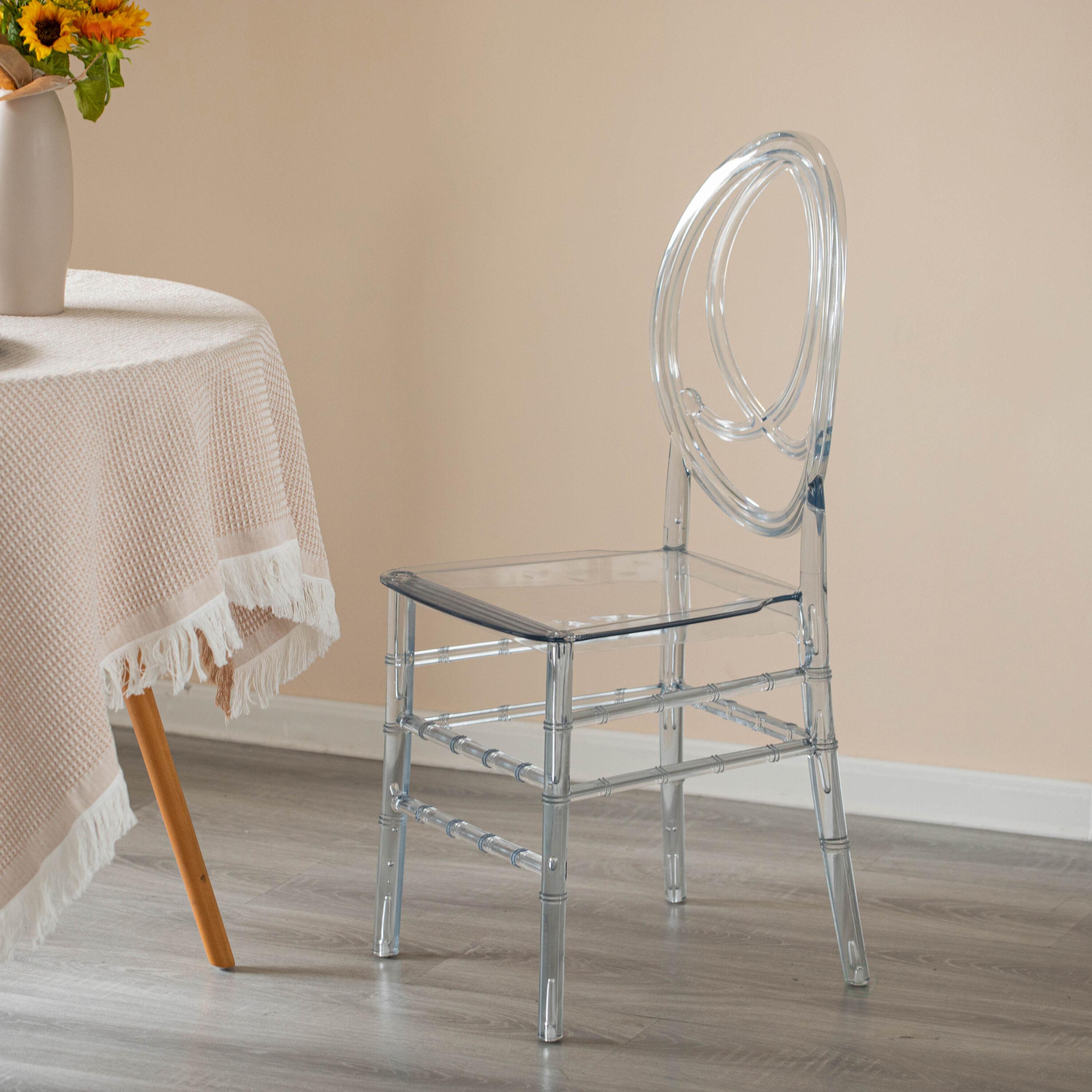 Fabulaxe Modern Acrylic Phoenix Dining Chair, Stackable Transparent Party Chair, Crystal Clear Acrylic Chair for Events and Weddings, Single
