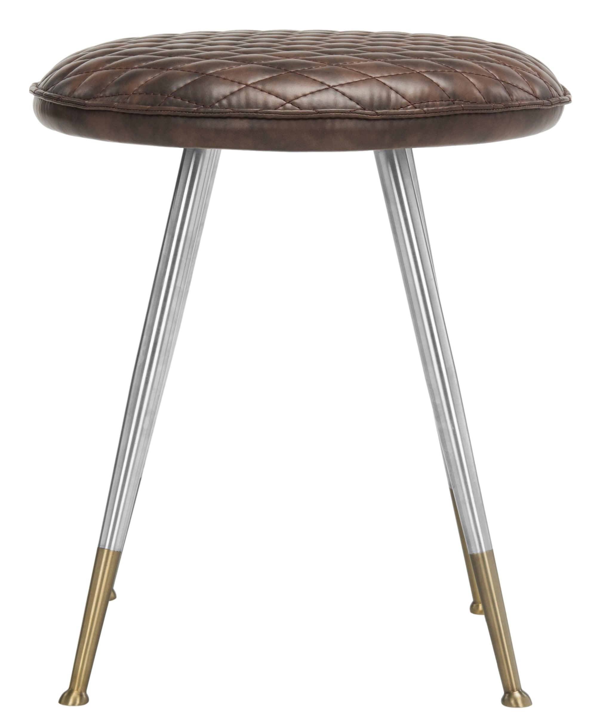 Brinley Mid-Century Modern Stool - FOX1704 - Antique Brown - Safavieh Couture